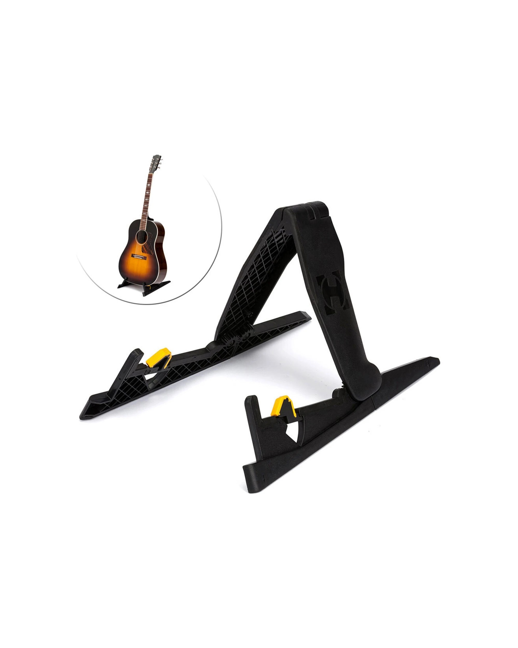 1 Hercules EZ Foldable Rack Stand Storage Holder For Electric & Acoustic Guitar - Black, 1 of 6