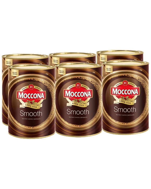Moccona Smooth Coffee 1kg Tin 6 Pack
