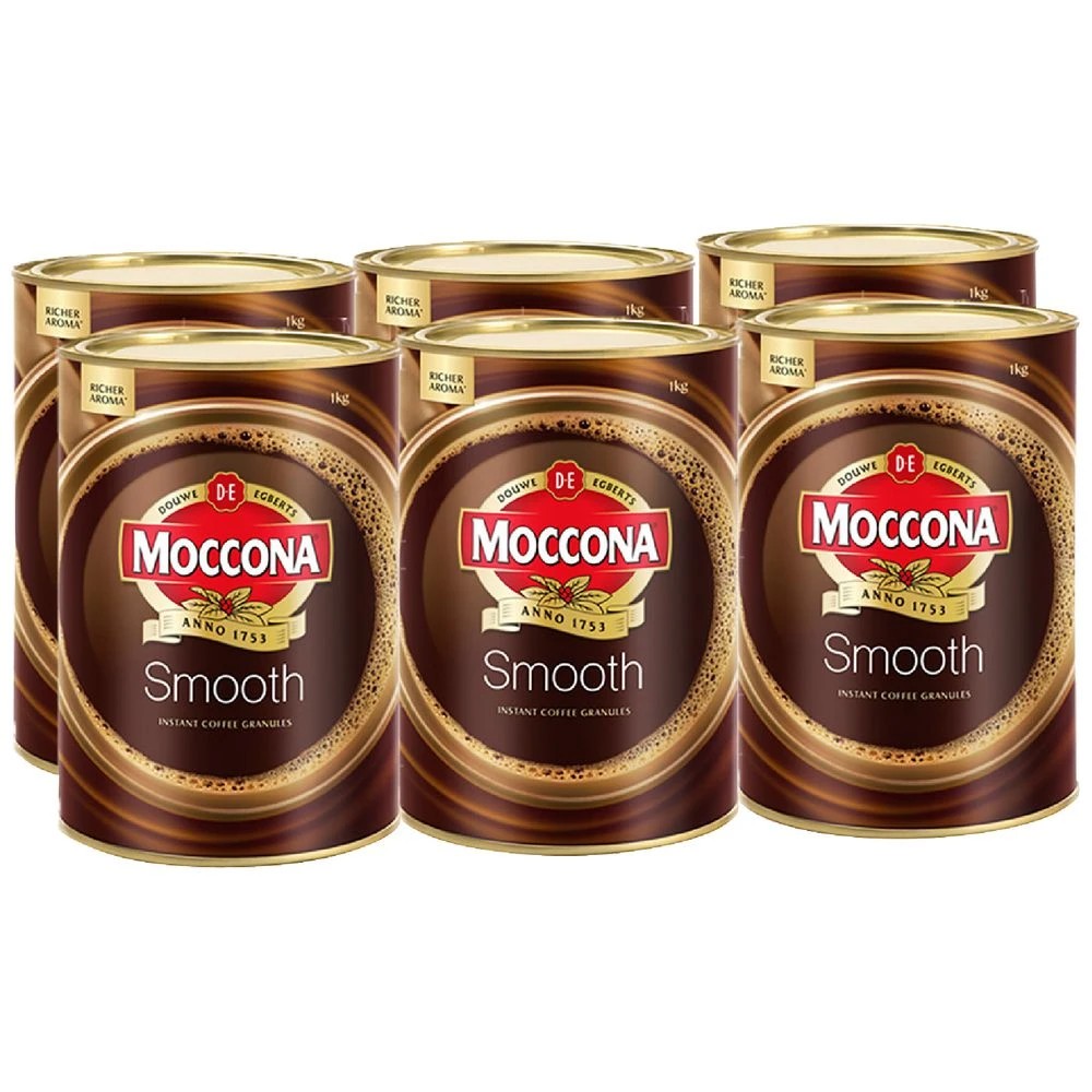 1 Moccona Smooth Coffee 1kg Tin 6 Pack, 1 of 1