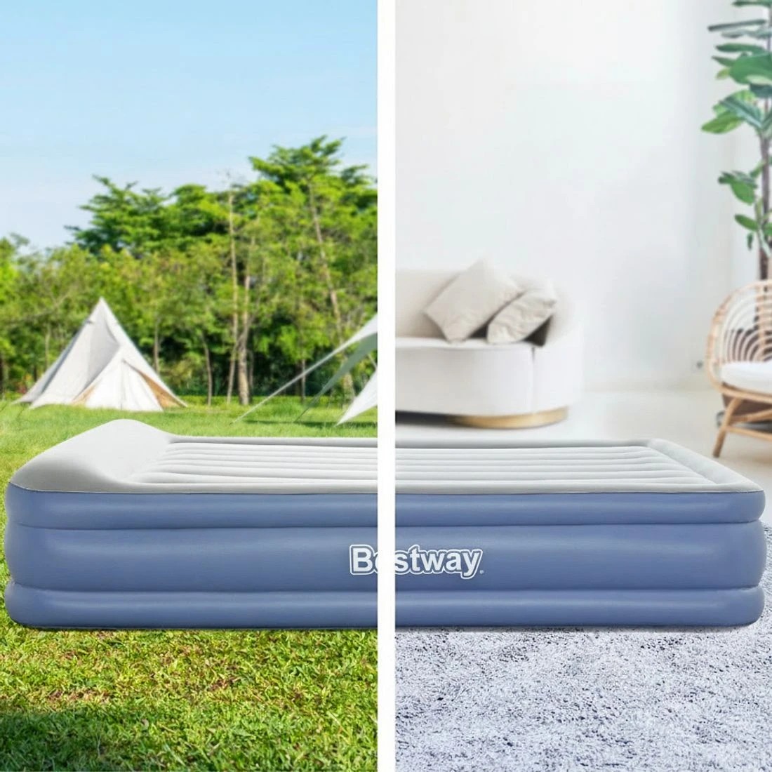 4 Bestway Air Mattress Queen Inflatable Bed 46cm Airbed - Queen Bed - Blue, 4 of 7