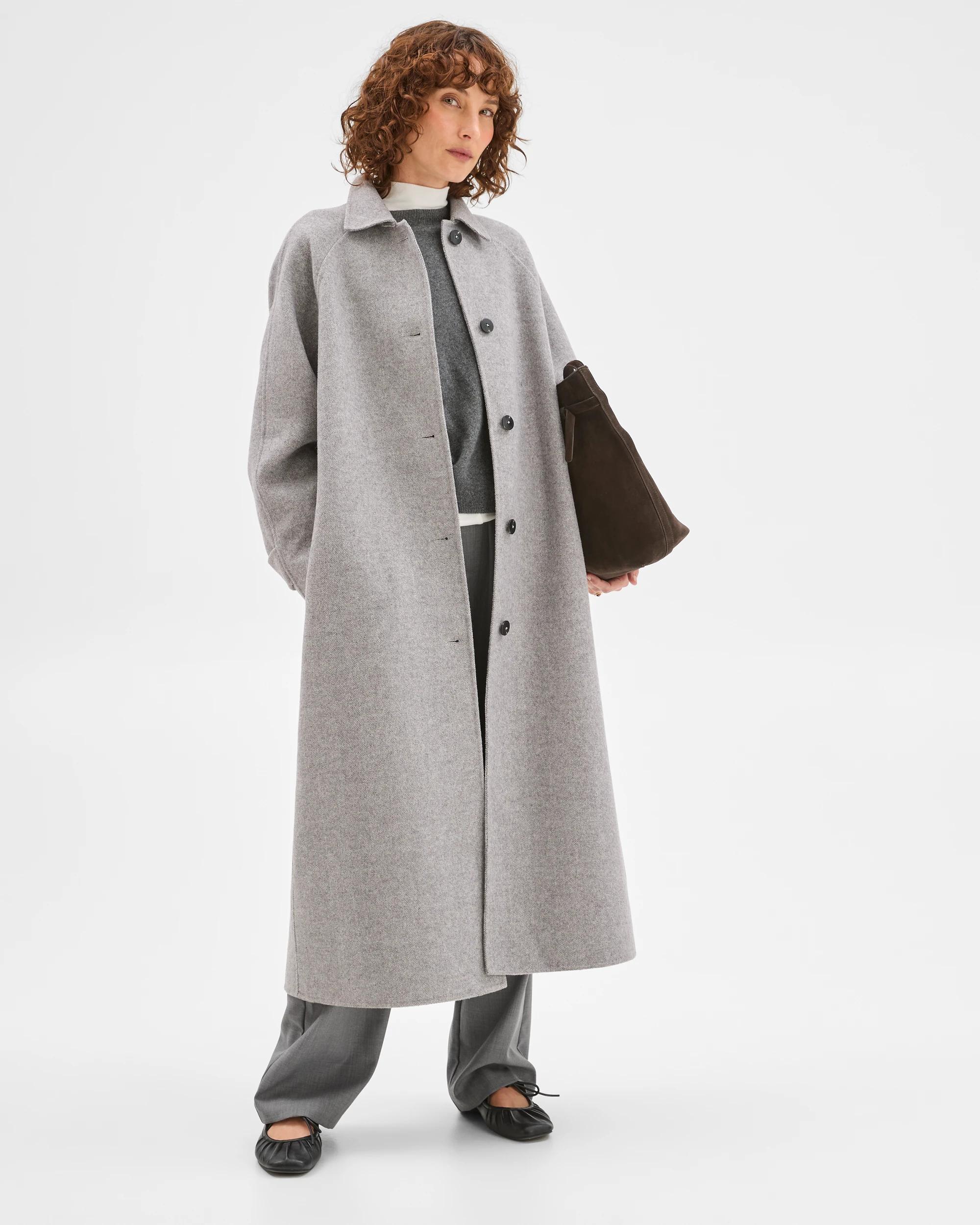 1 Preview Wool Blend Long Sleeve Collared Coat GREY, 1 of 7
