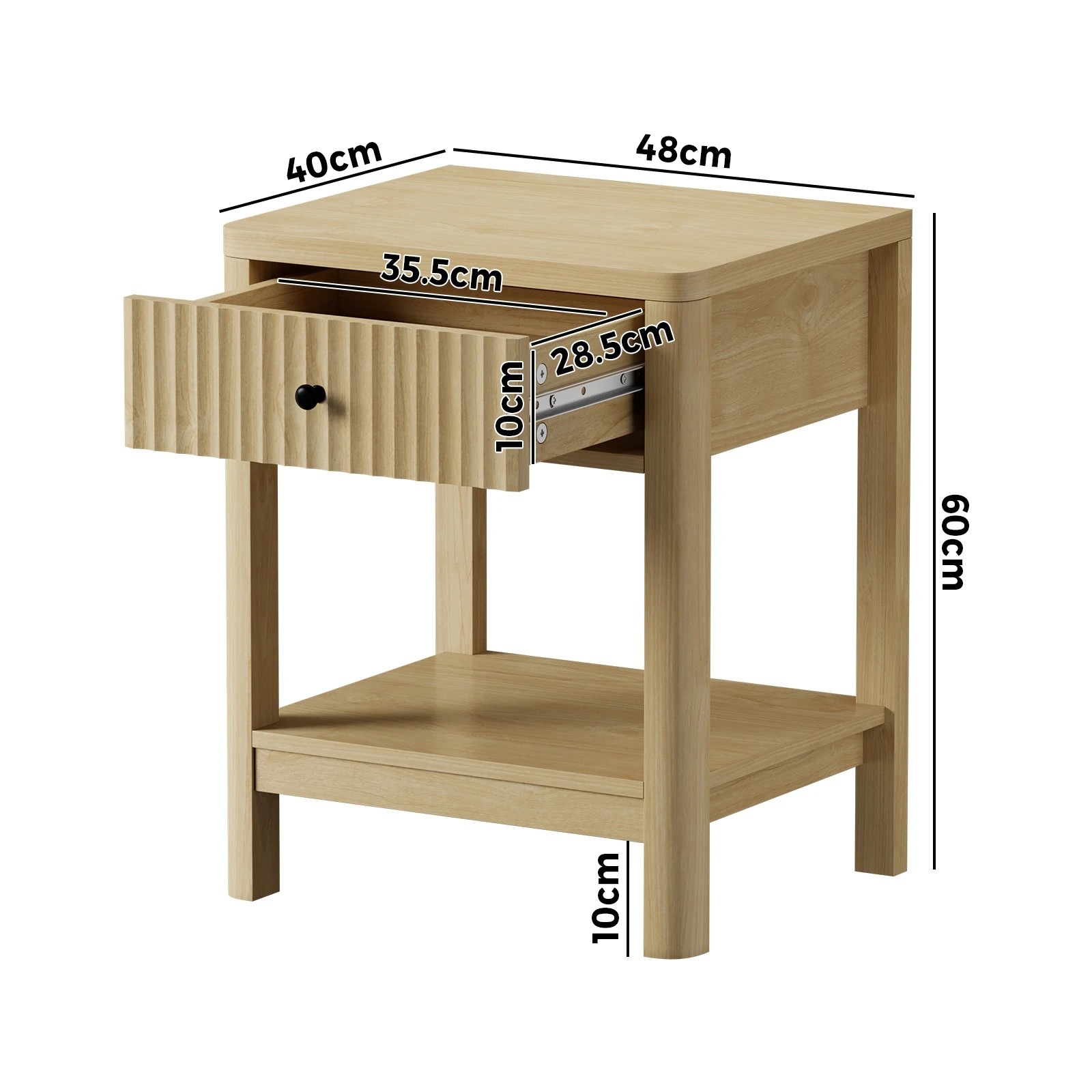 10 Oikiture Bedside Table Drawer Side End Table Shelfs Storage Nightstand
 - Natural, 10 of 10