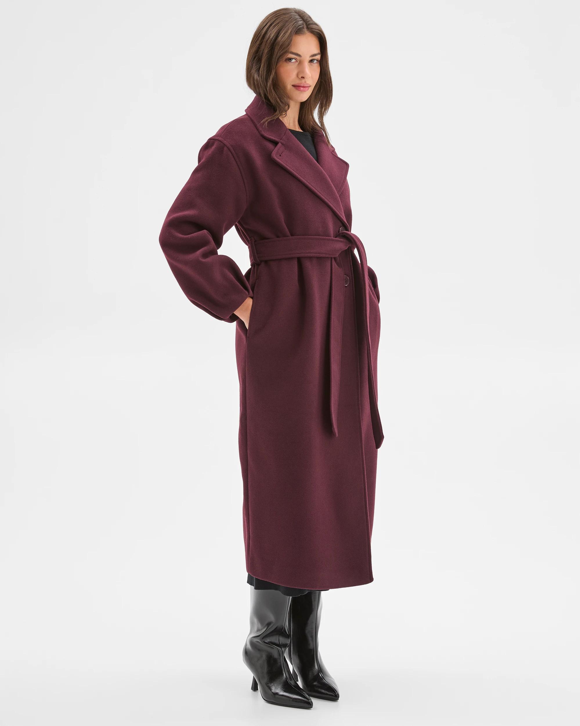 4 Target Petites Petites Long Sleeve Wrap Coat PINOT BURGUNDY, 4 of 8