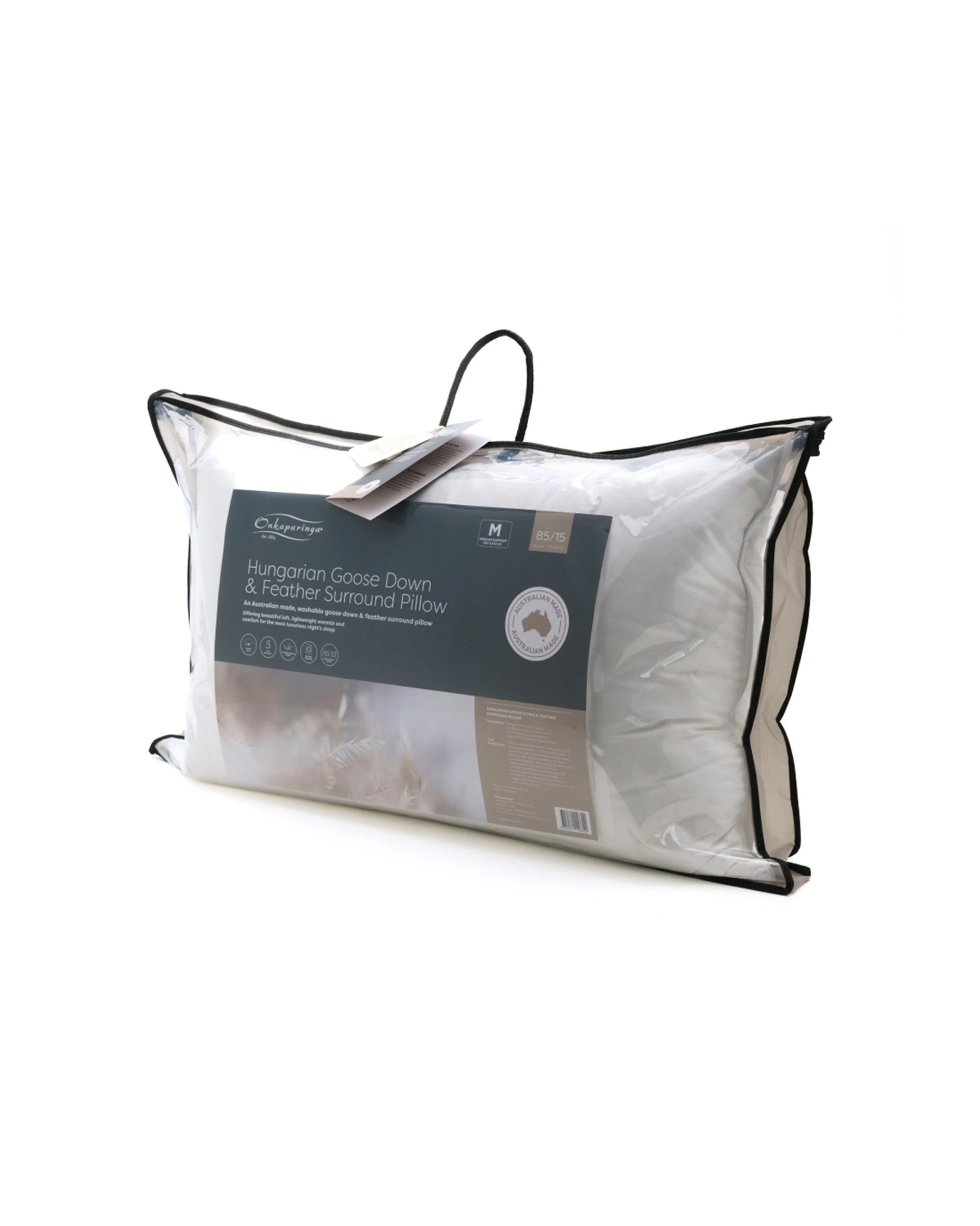 3 Onkaparinga 85-15 Hungarian Goose Down Feather Surround Pillow Standard - White, 3 of 9