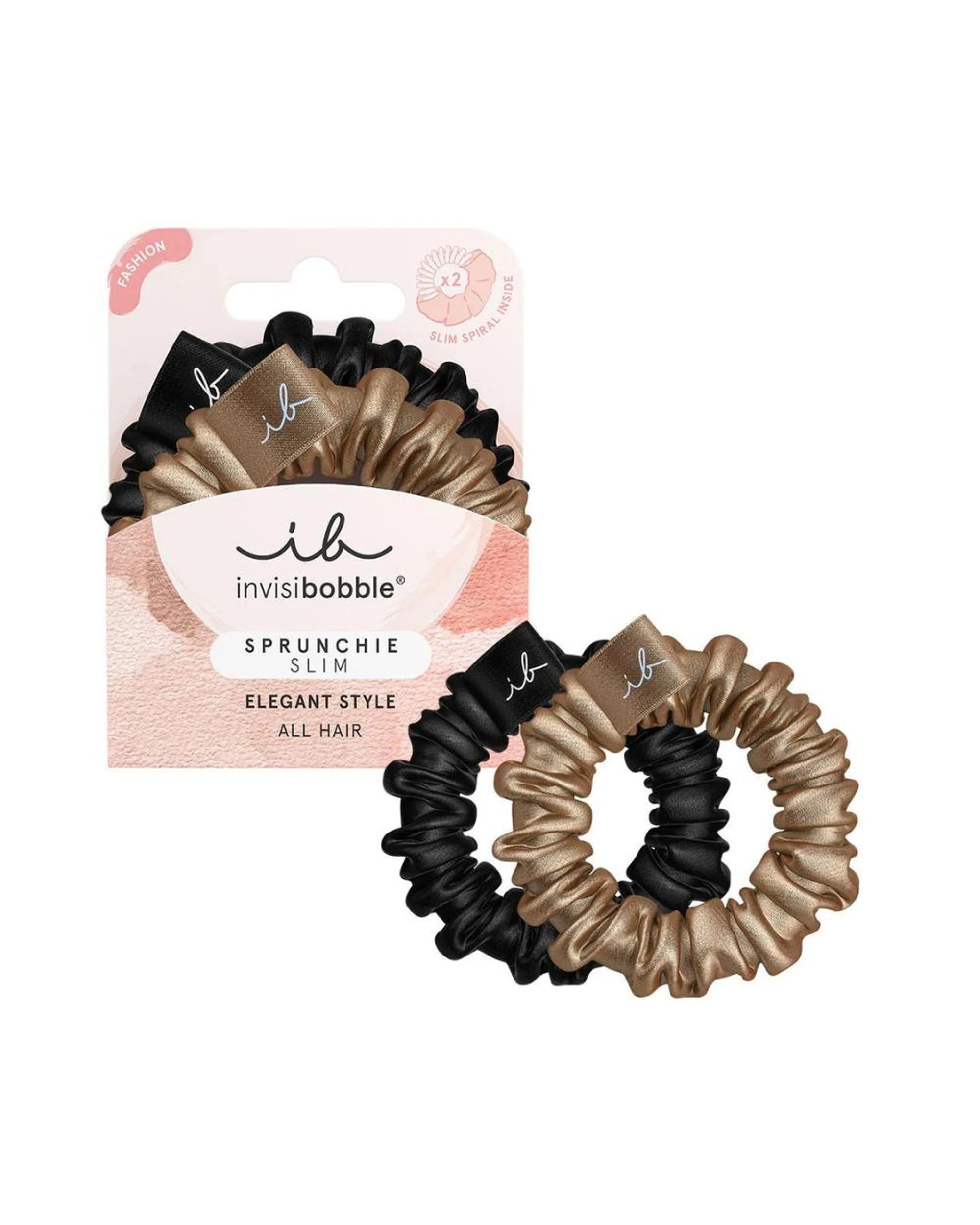 1 Invisibobble Sprunchie Slim Spiral Scrunchie  2Pk - True Golden - Multi, 1 of 2