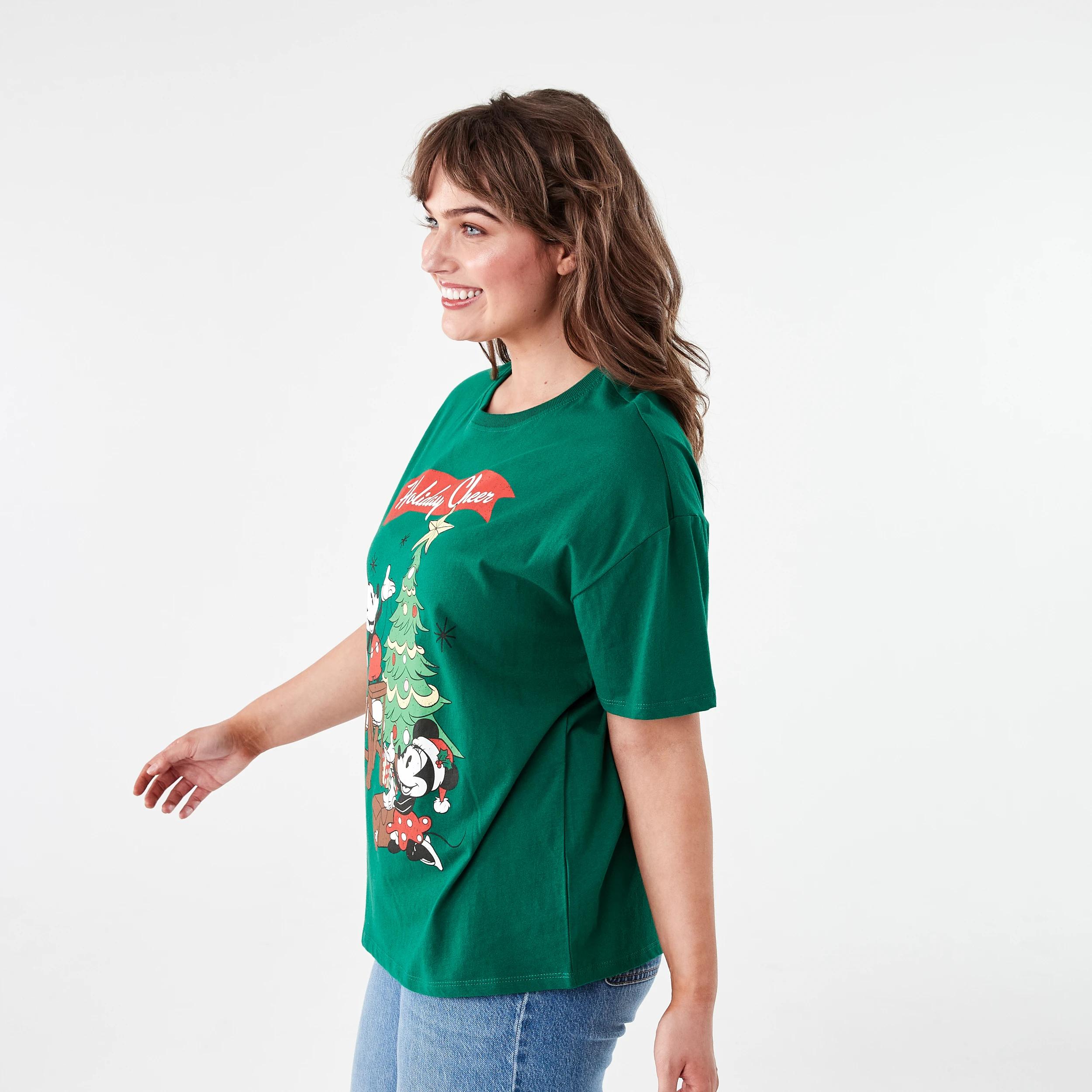 2 Short Sleeve Mickey Mouse License Christmas T-shirt MICKEY XMAS EVERGREEN, 2 of 5