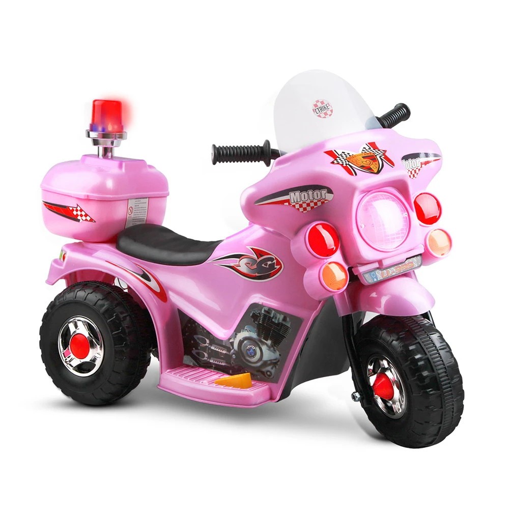 1 Rigo Kids Electric Ride On Police Motorcycle Motorbike 6V Battery - Pink, 1 of 9