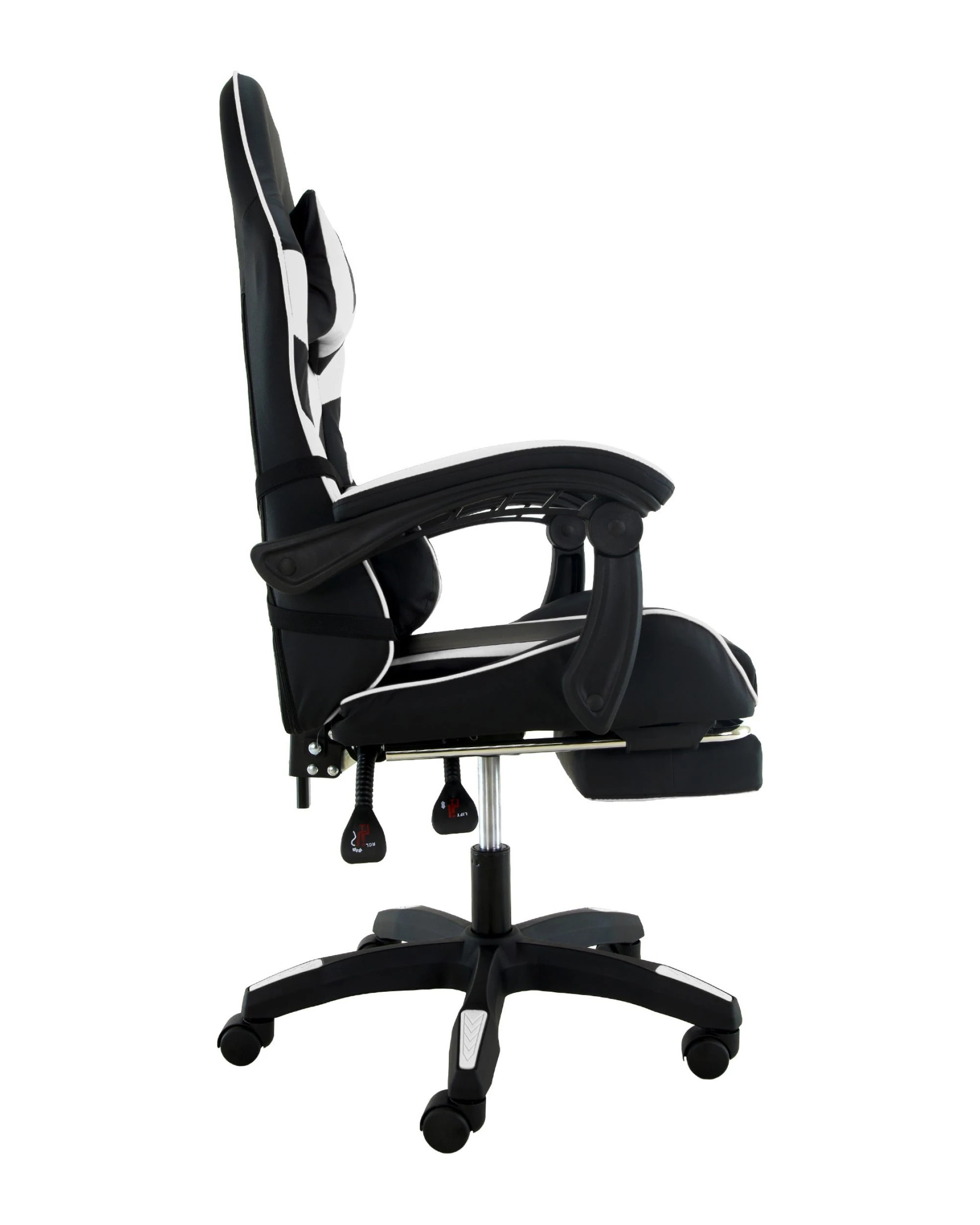 5 Sarantino Cueva Reclining High Back Office Gaming Chair with Retractable Footrest Office Computer Seating BKWH, 5 of 5