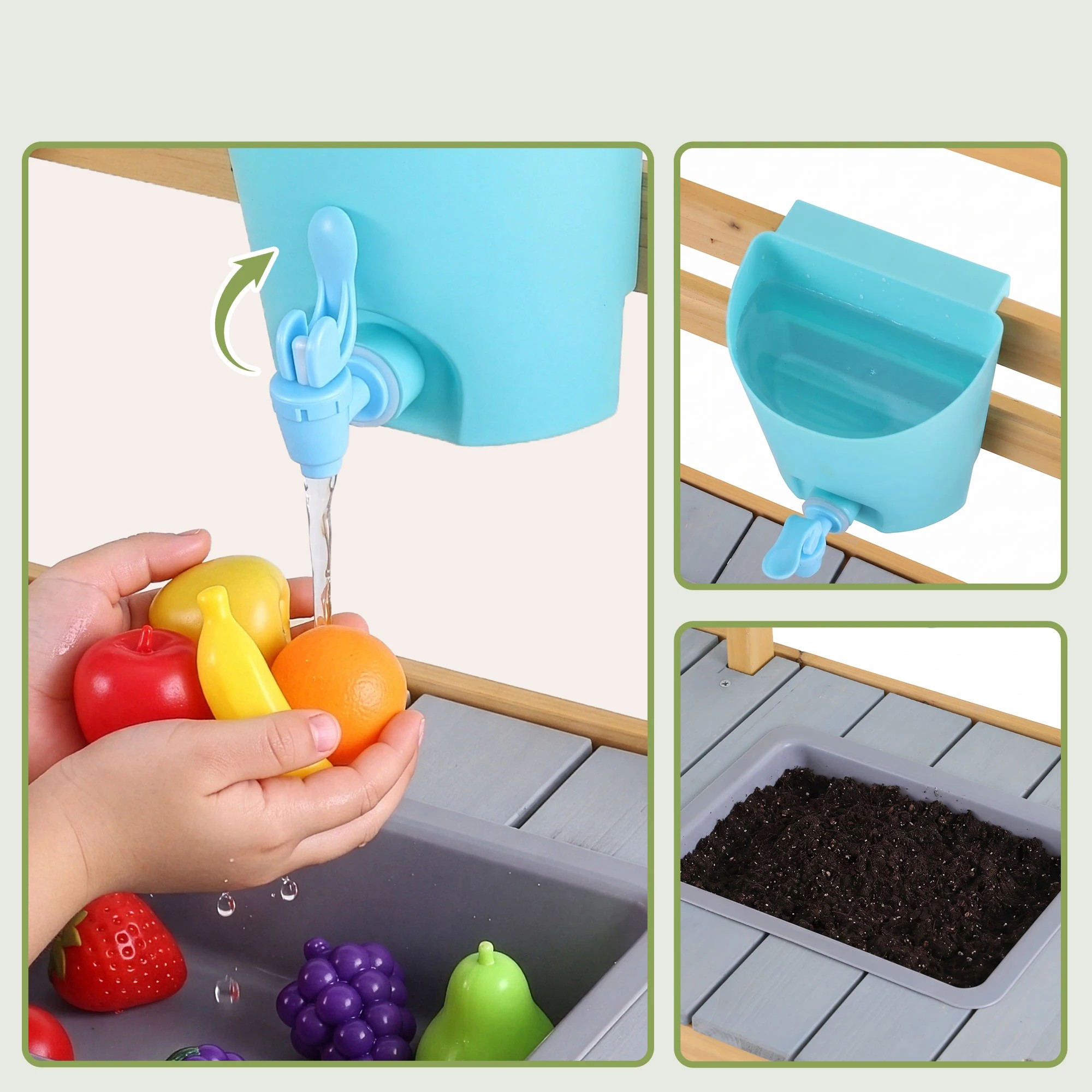 6 Keezi Wooden Kids Kitchen Playset - Natural, 6 of 8