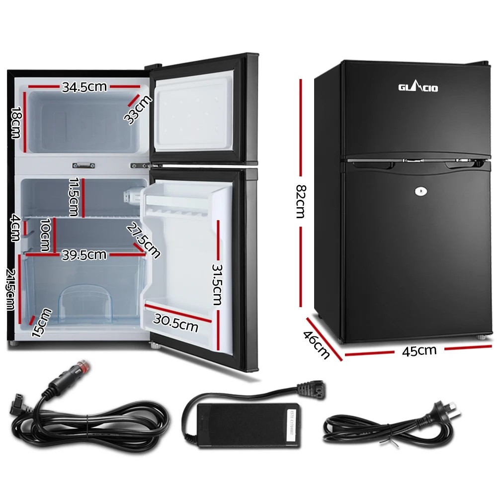 2 Glacio 90L Portable Fridge Freezer Bar Upright 12V/24V/240V Camping - Black, 2 of 6