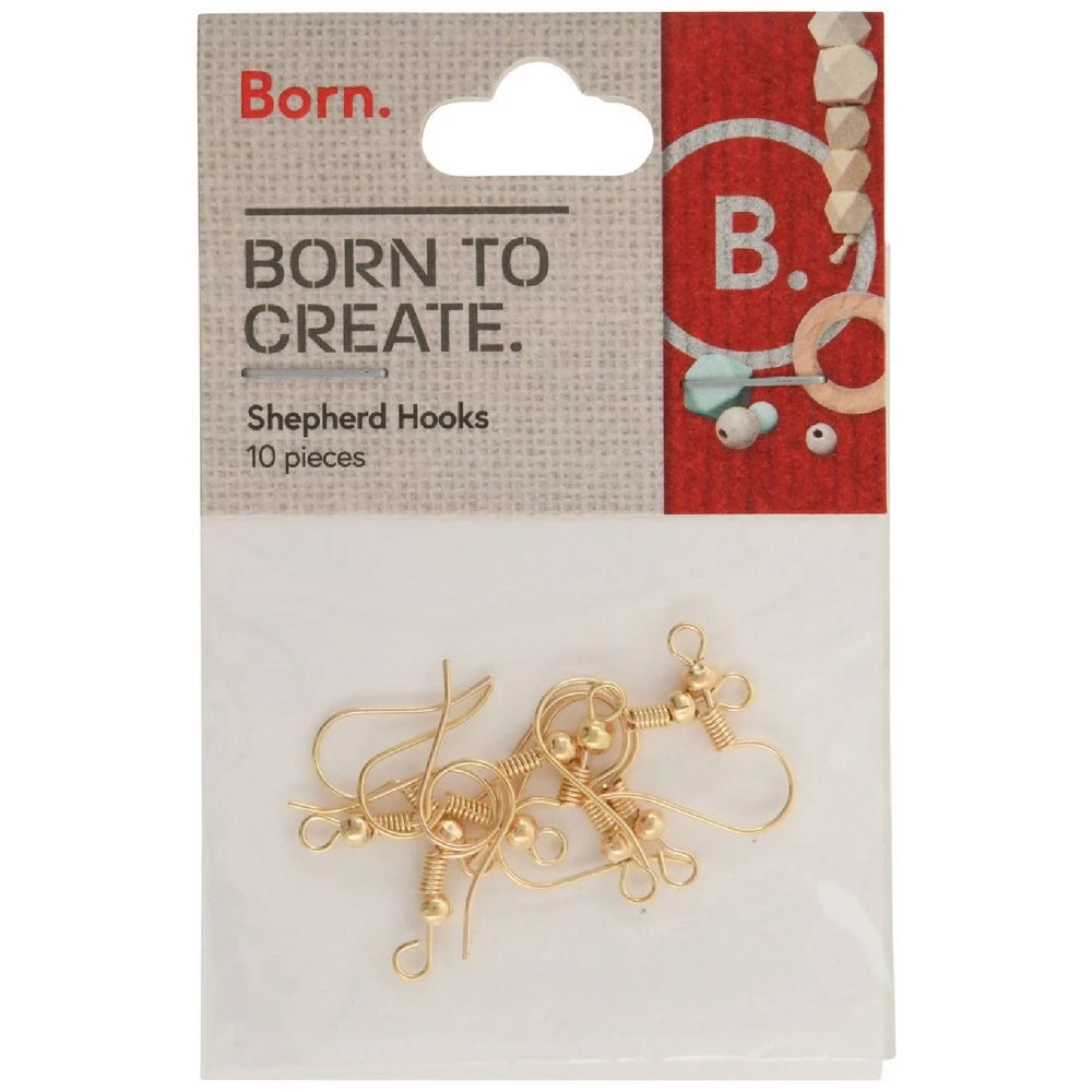 1 Born Earring Shepherd Hooks Gold 10 Pieces, 1 of 2
