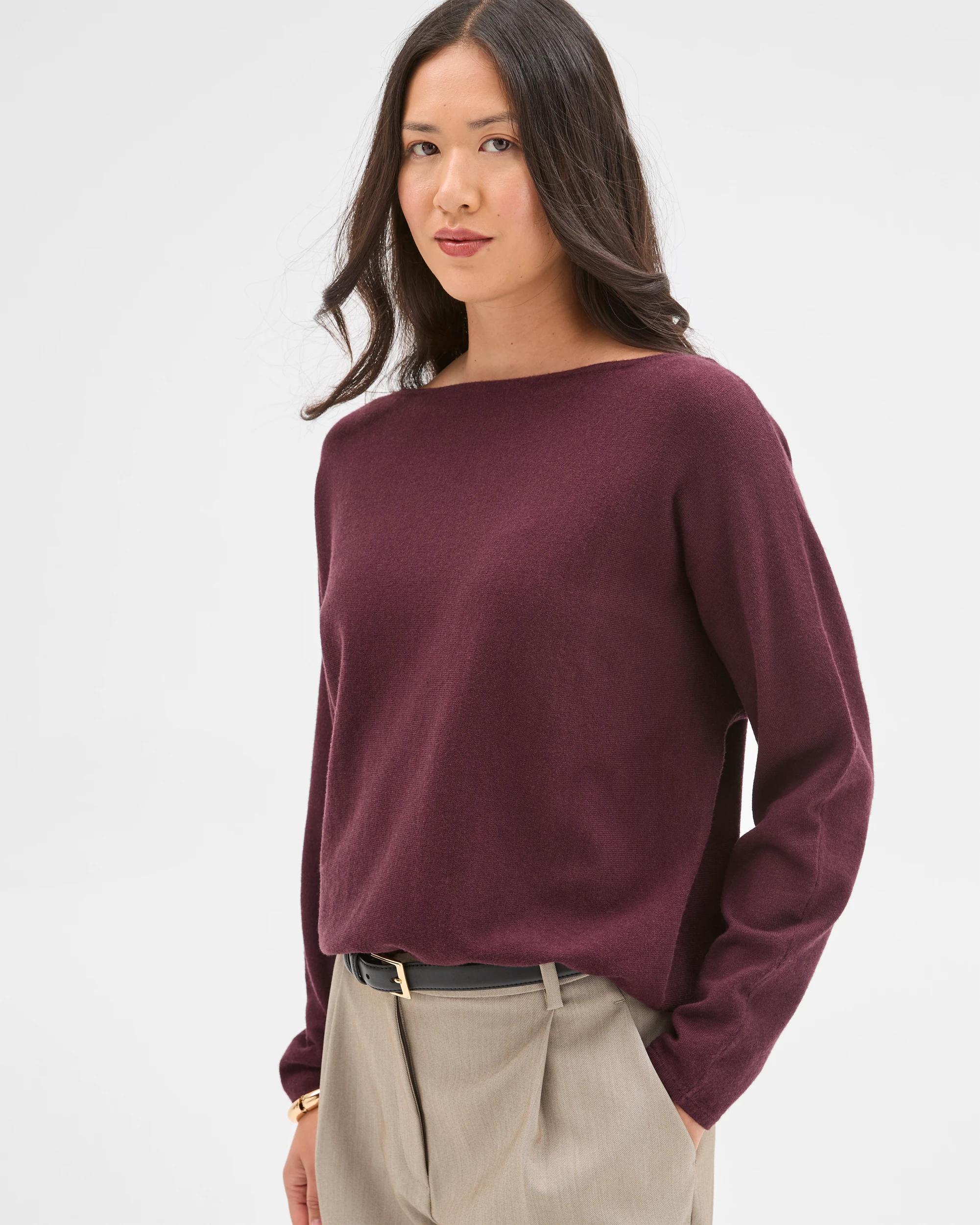 4 Preview Dolman Sleeve Boat Neck Knit Sweater PINOT, 4 of 6