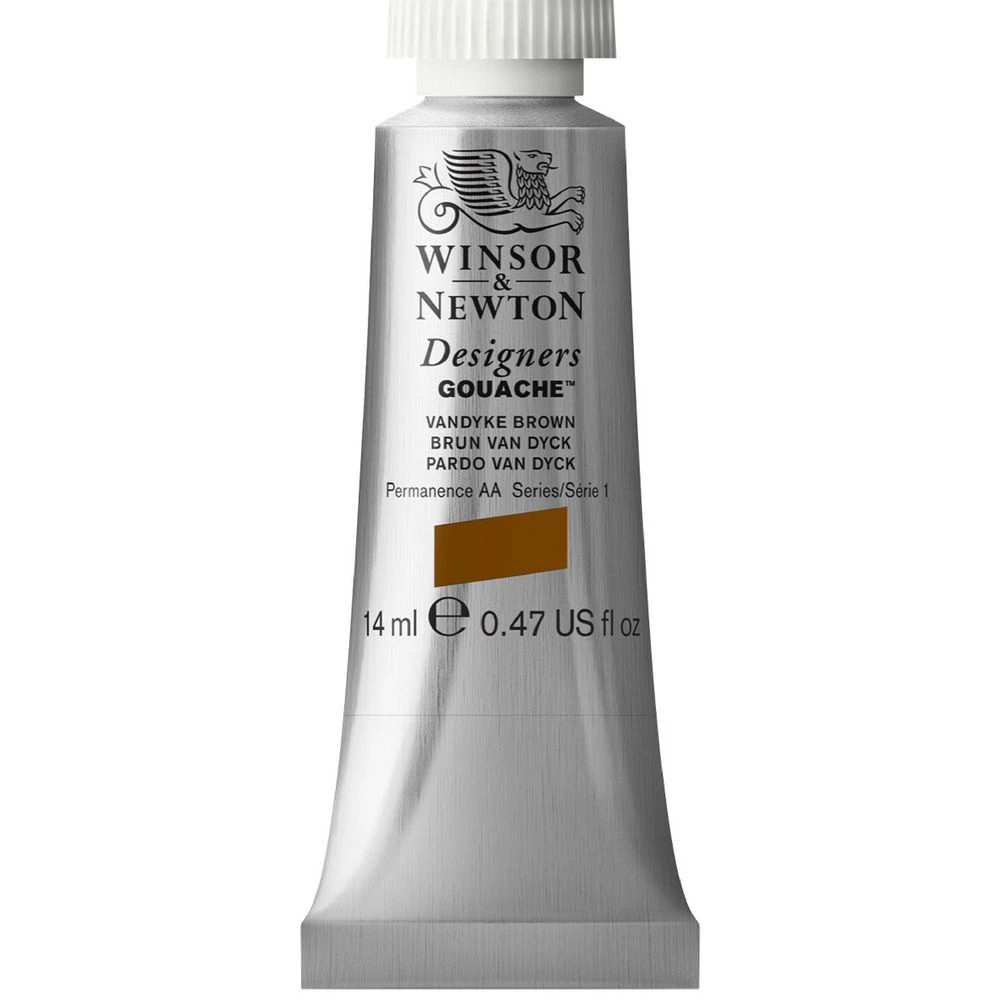 1 Winsor & Newton Designers Gouache 14mL Vandyke Brown S1, 1 of 1