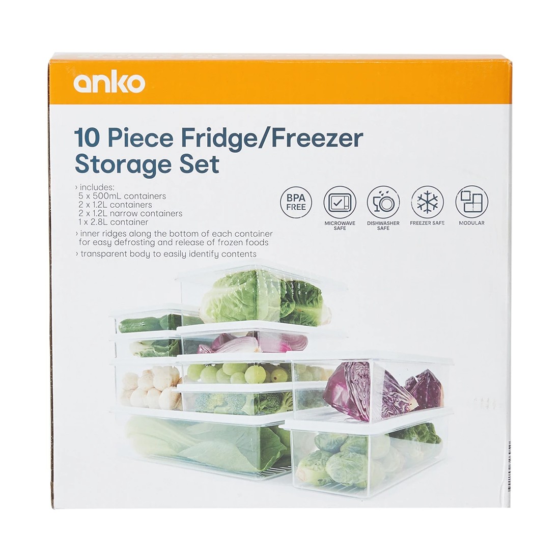 10 10 Piece Fridge/Freezer Storage Container Set, 10 of 10