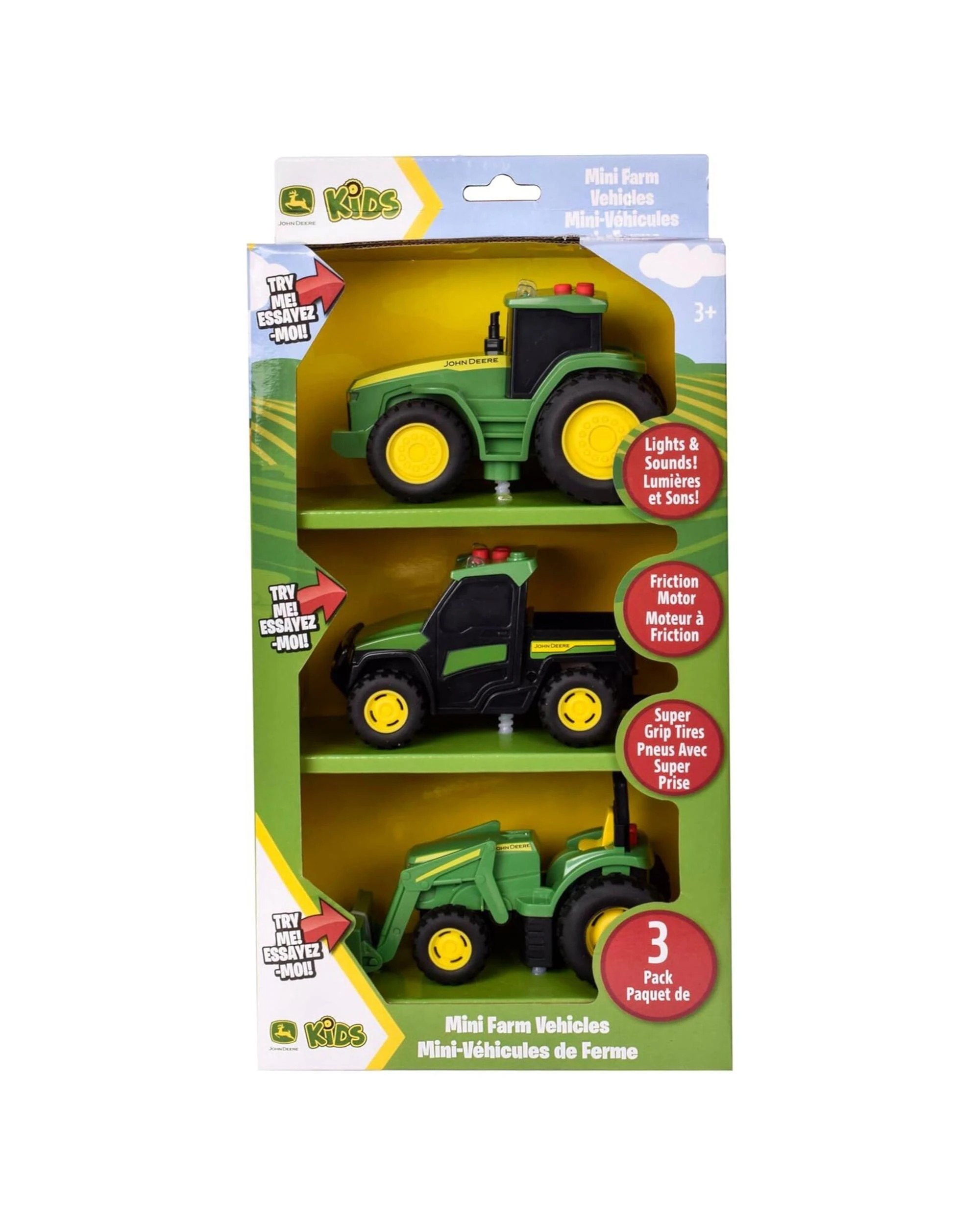 1 John Deere Kids Lights and Sounds Mini Farm Vehicles 3 Pack, 1 of 8