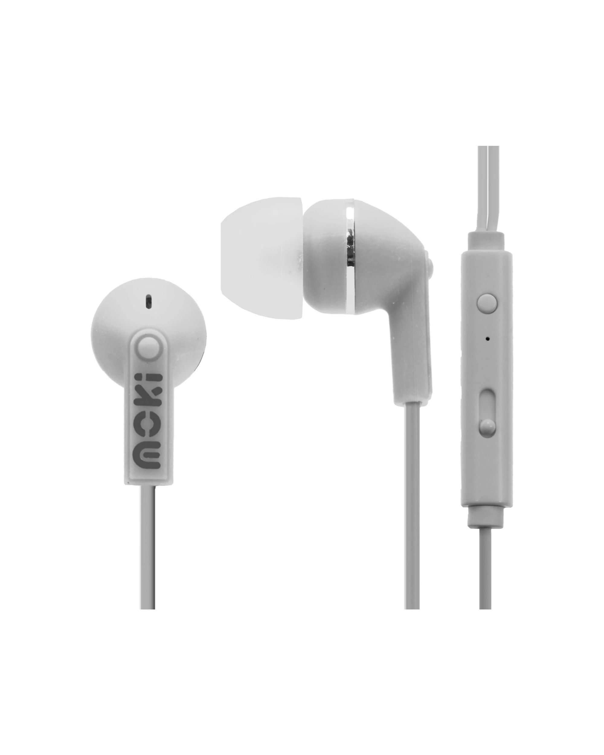 1 Moki Noise Isolation With Mic And Control Earphones Ergonomic 9mm Drivers - White, 1 of 1