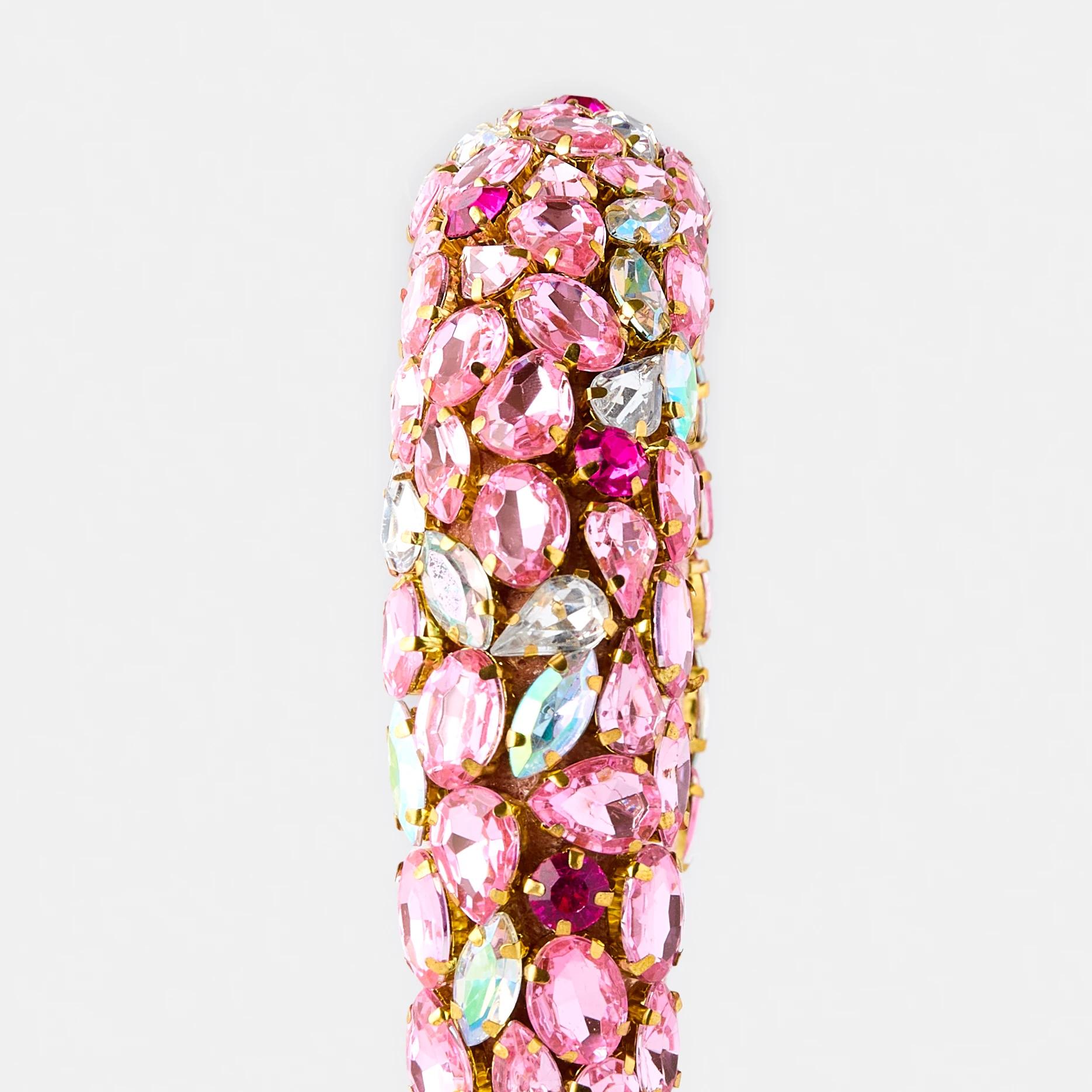 2 Statement Diamante Headband Pink, 2 of 5