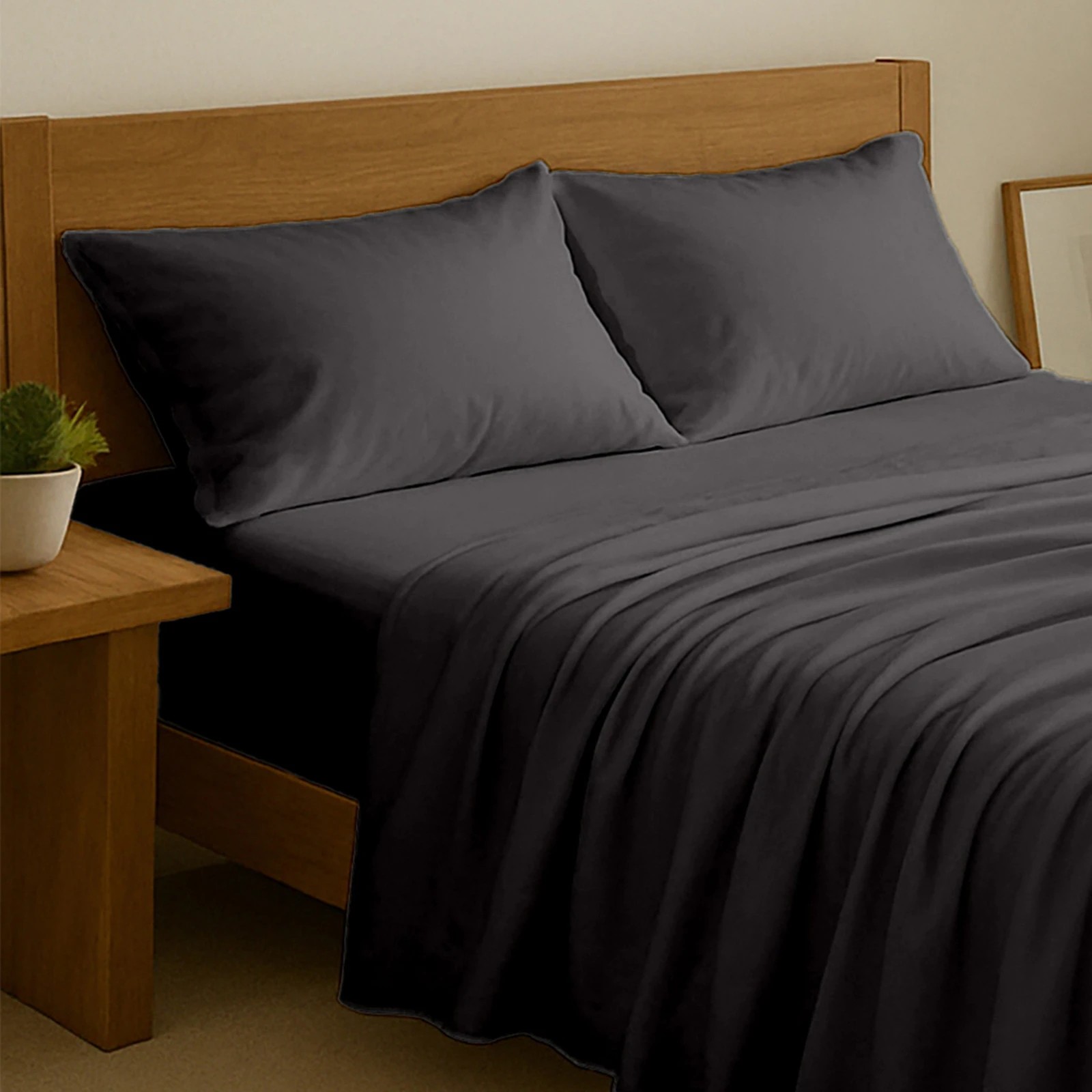 5 Royal Comfort Opulence Washed Microfibre Sheet Set Single - Single Bed - Charcoal, 5 of 5