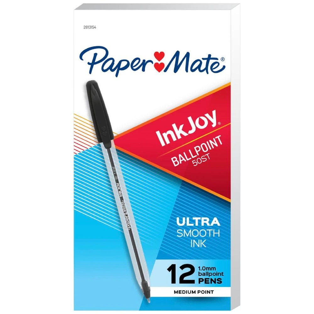 1 Paper Mate InkJoy 50 Ballpoint Pens Black 12 Pack, 1 of 4