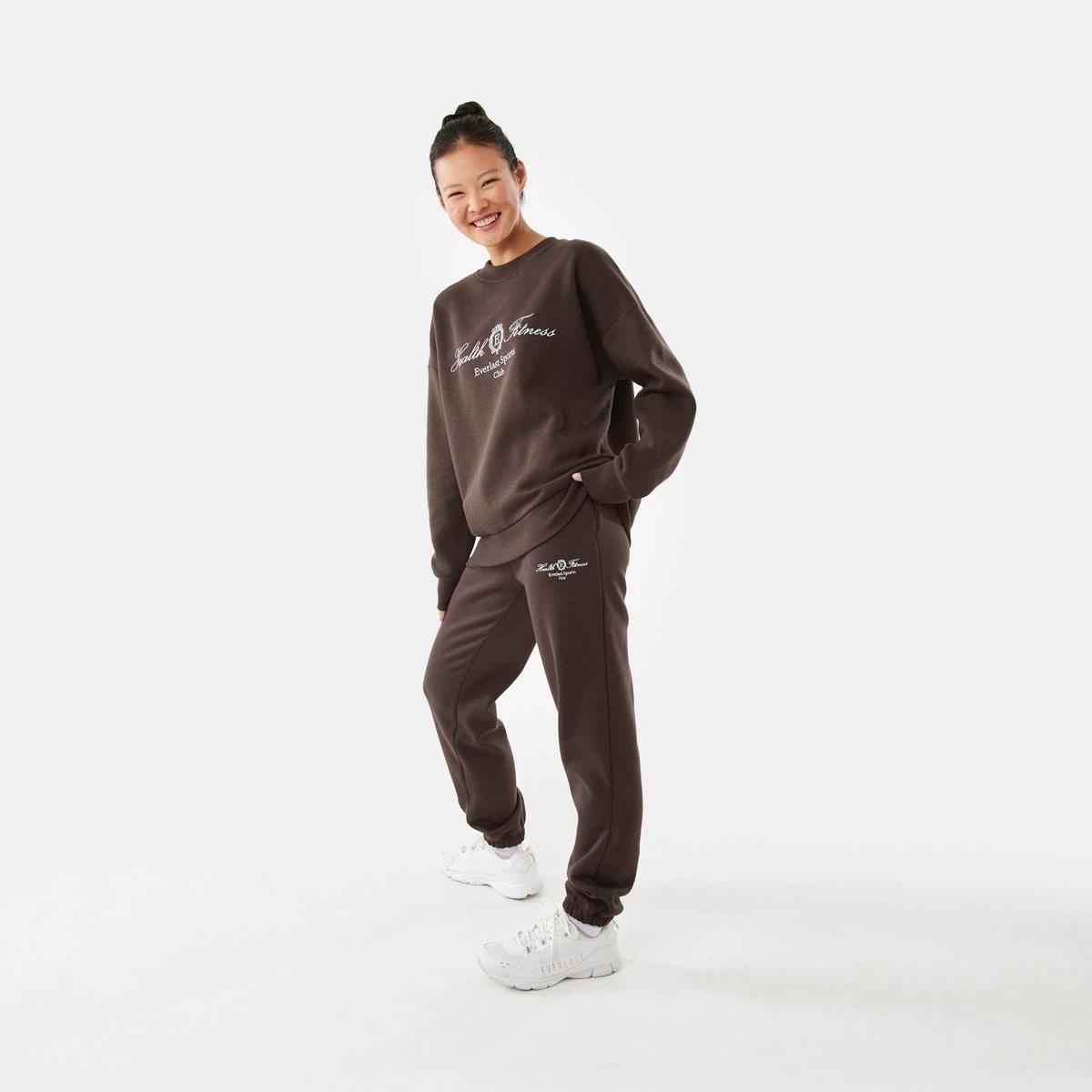 3 Everlast Womens Street Oversized Crew Sweatshirt Coffee, 3 of 6