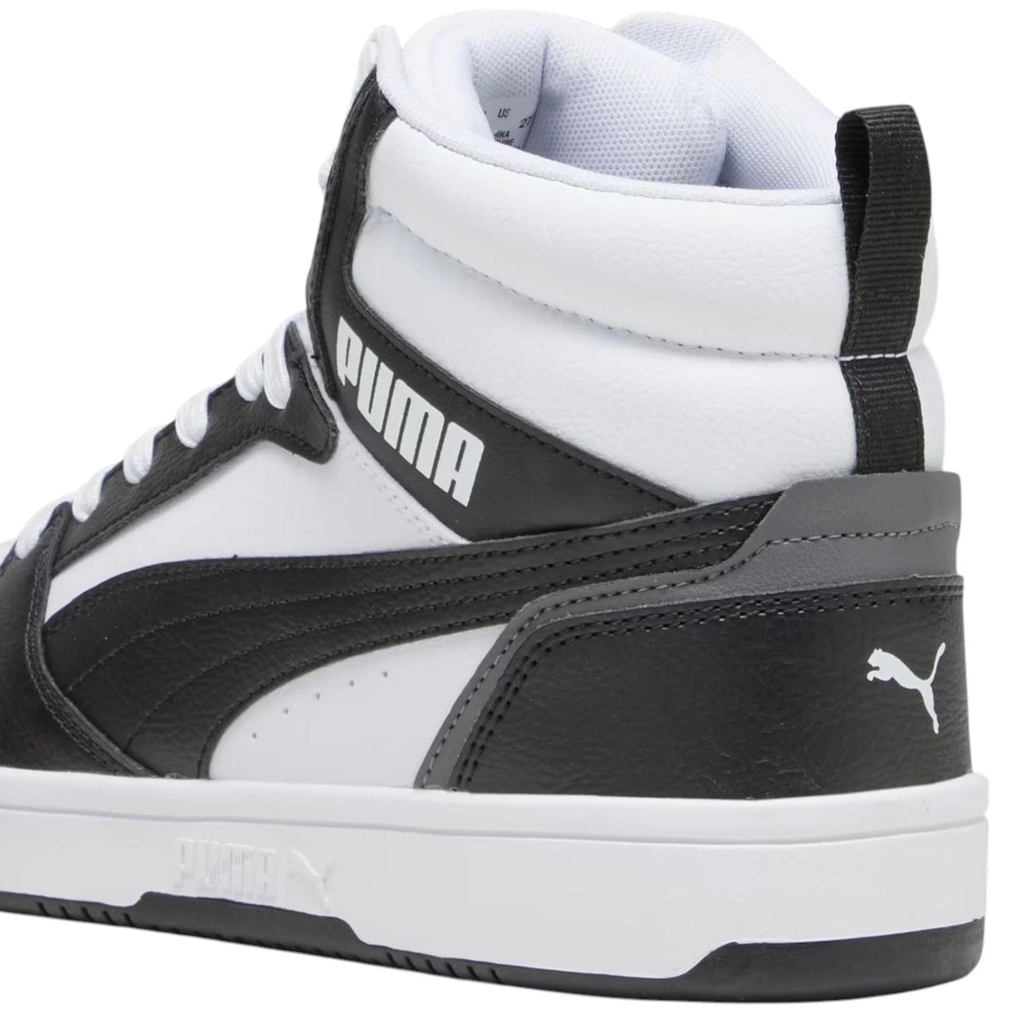 6 Puma Mens Rebound V6 Sneakers White/ Black Shoes WHITE/BLACK, 6 of 7