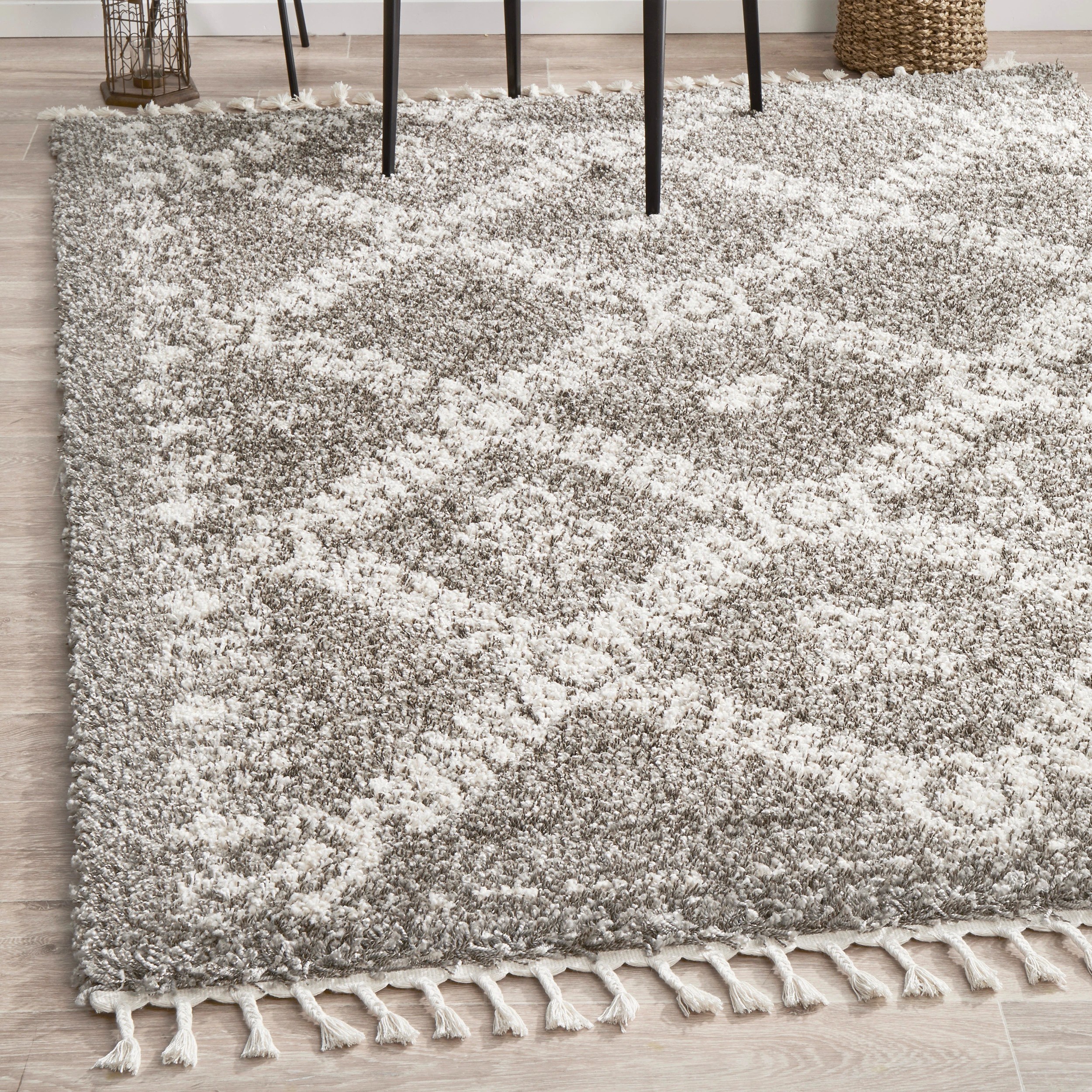 1 Common Ground Rugs Amber 33 170x120cm - Small Shag Rug - Silver, 1 of 6