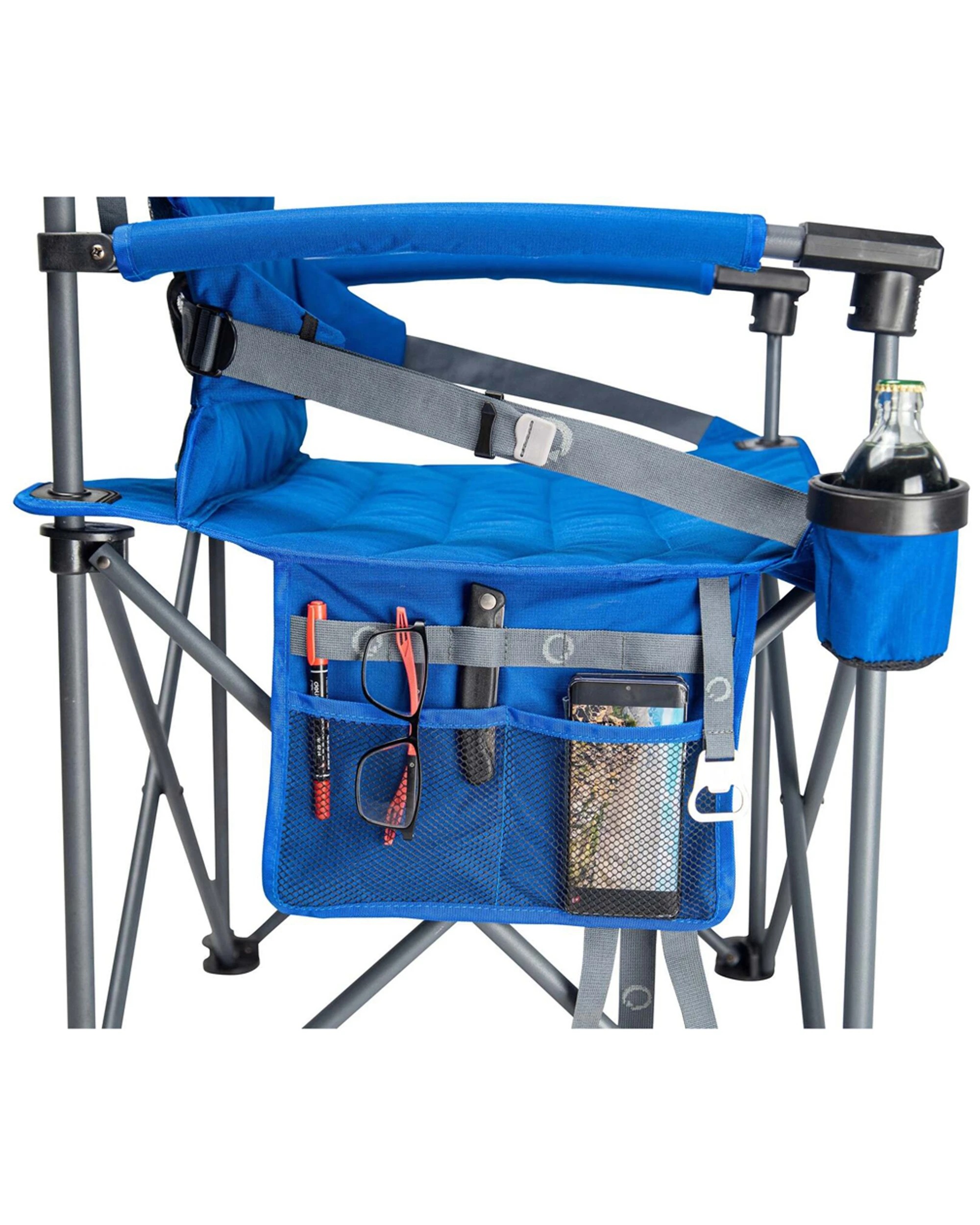 6 Quest Outdoors Castaway Hard Arm Camp Chair Adjustable Lumbar Support Cup Holder - Blue, 6 of 7
