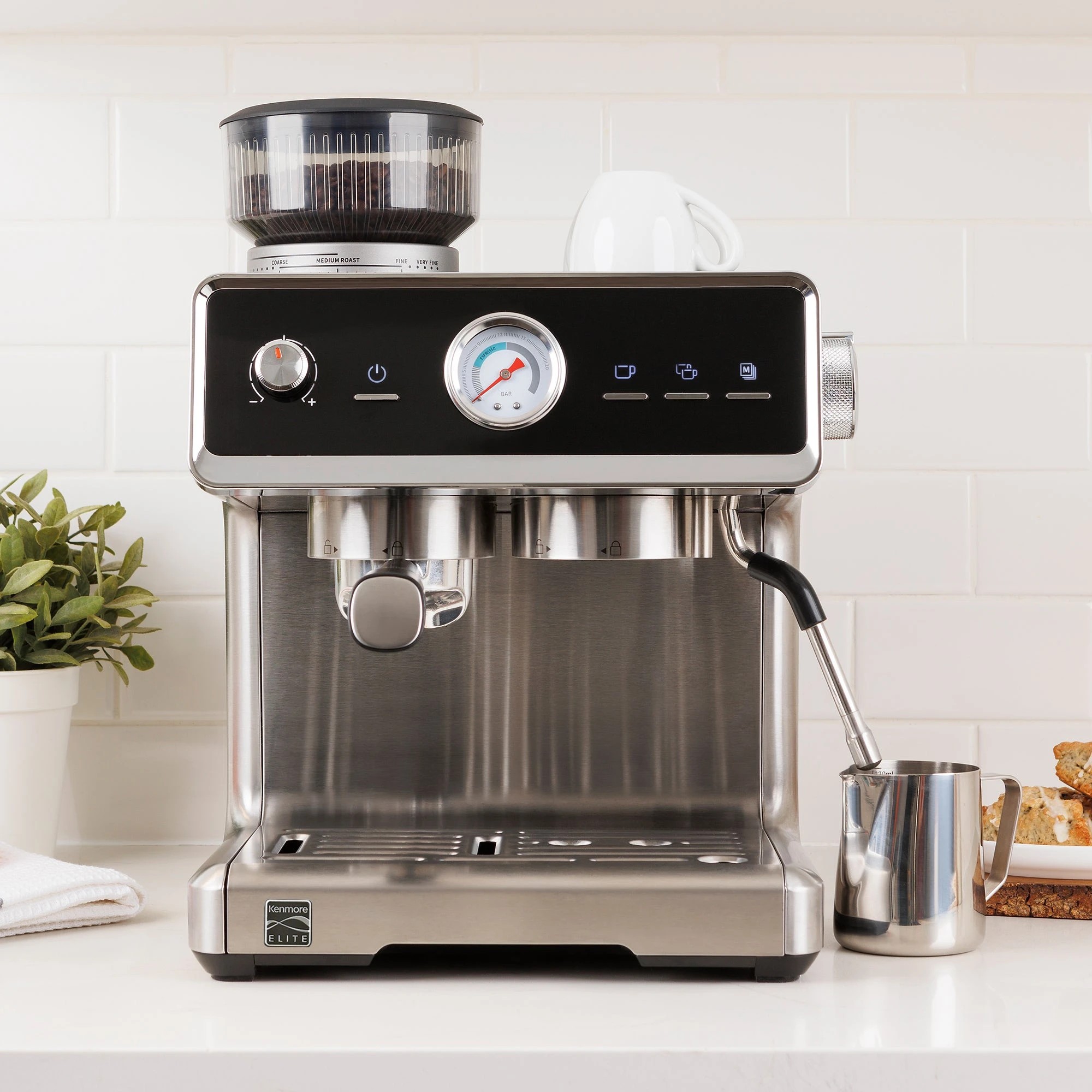 8 Kenmore 2.5L Semi-Automatic Espresso Machine Stainless Steel - Silver, 8 of 9