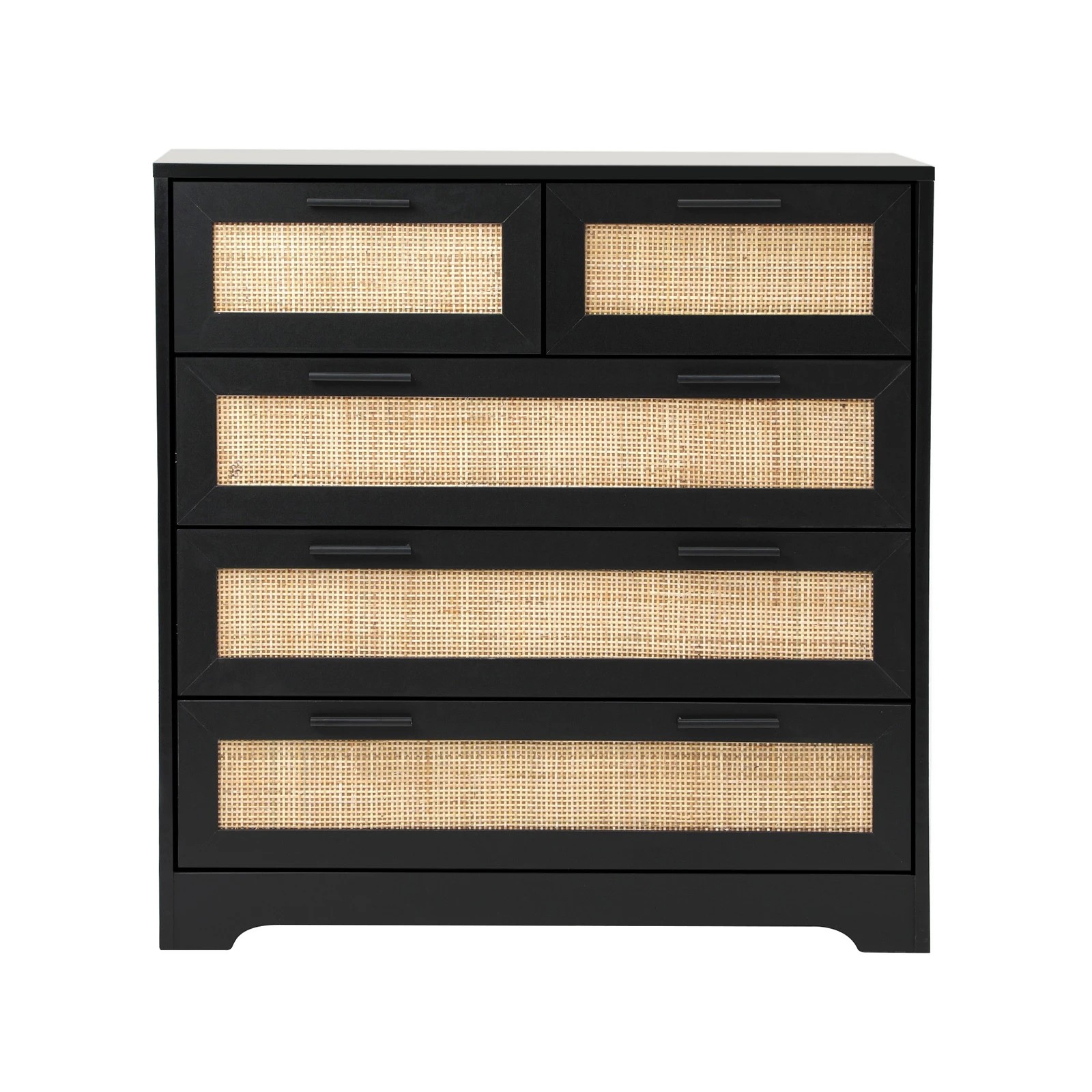 7 Oikiture 5 Chest Of Drawers Dresser Storage Cabinet Tallboy Rattan
 - Black, 7 of 10