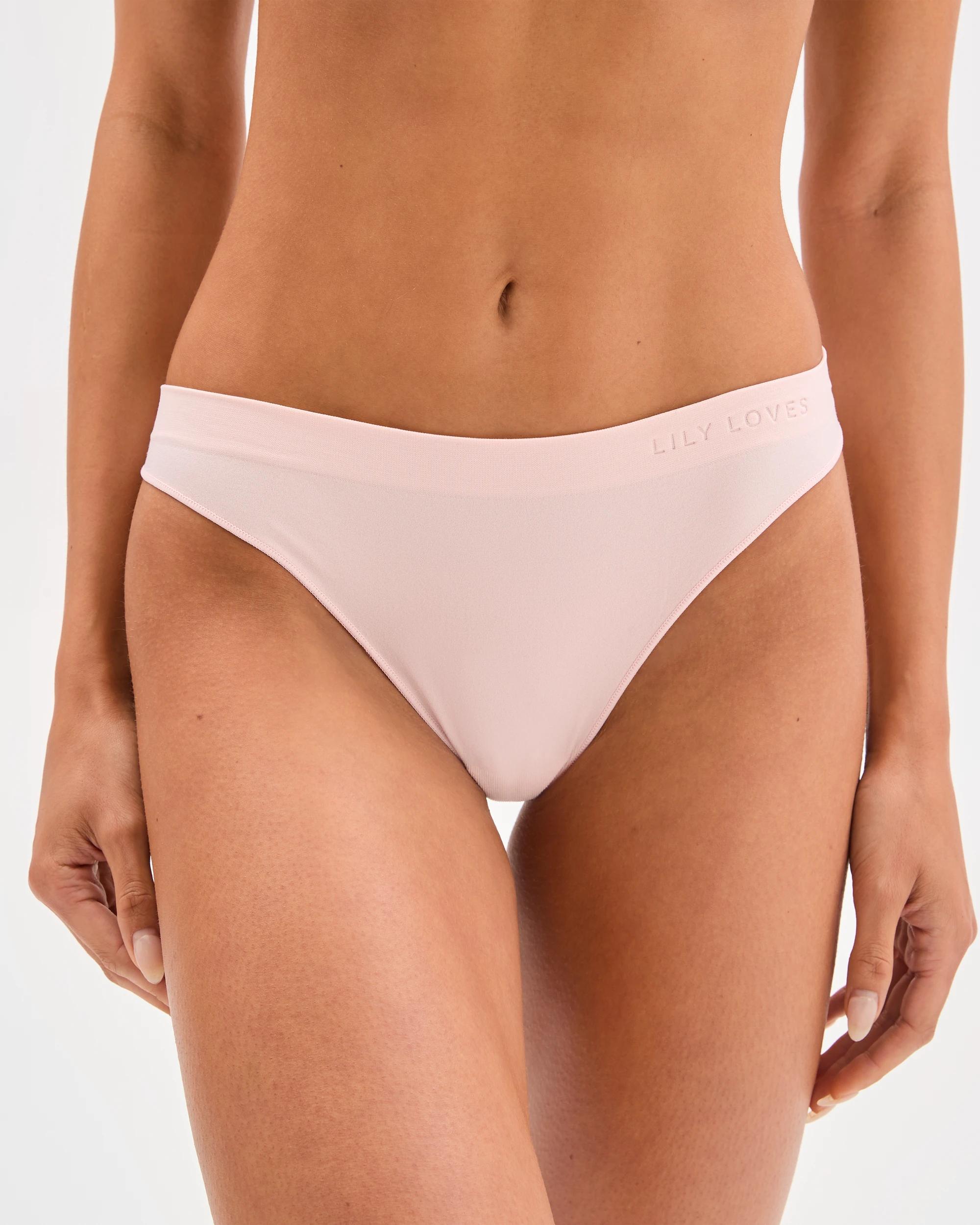 2 Lily Loves 2 Pack Seamfree Embossed G-String Briefs CHALK PINK/WINEBERRY, 2 of 3