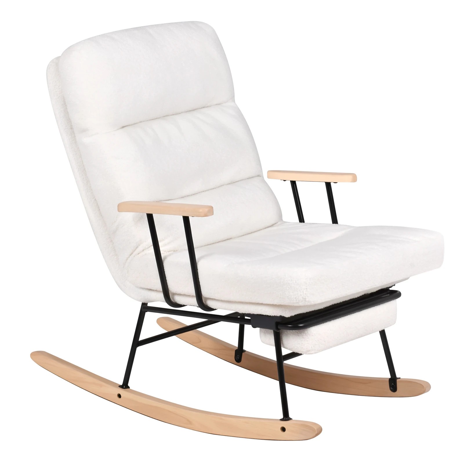 5 Advwin Rocking Chair with Footrest Nursery Cushion Armchair with High Backrest Reading Chair, 5 of 10