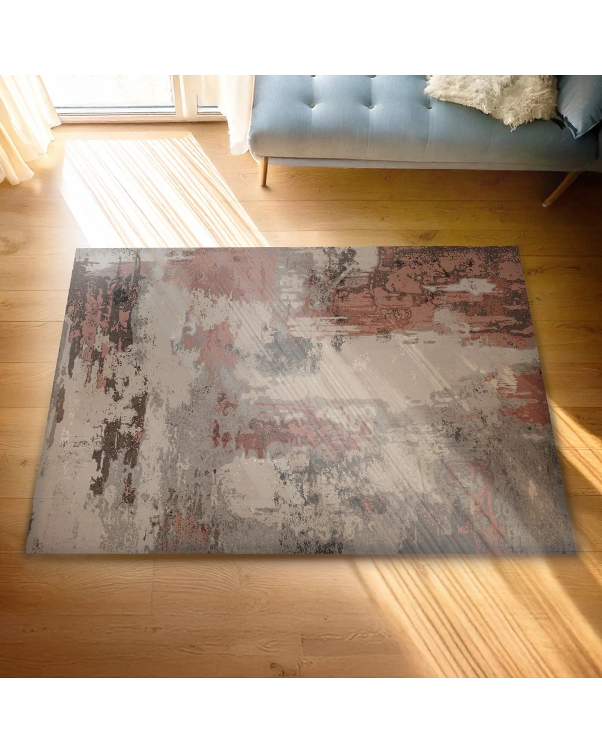 4 Urban Style Abstract Printed Microfibre Rug Canvas Backing Home Decor 160x240cm - Pink, 4 of 5