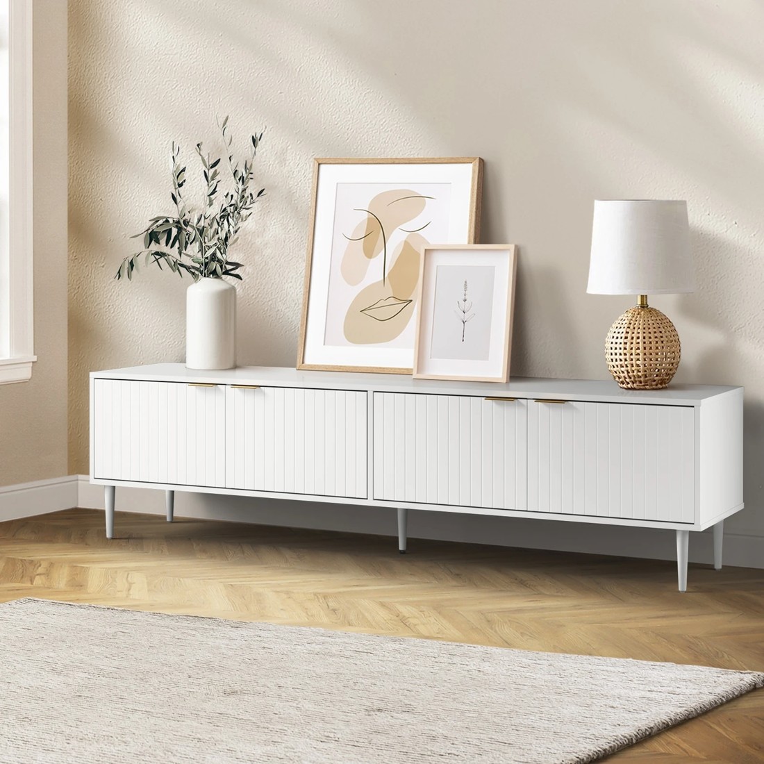 2 Oikiture Tv Cabinet Entertainment Unit Stand 180cm
 - White, 2 of 10