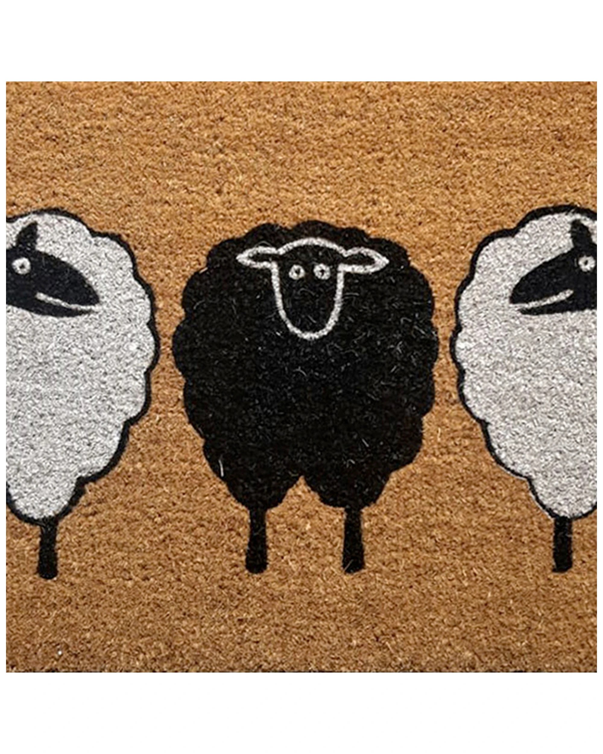 2 Solemate PVC Backed Coir 3 Sheep 45x75cm Slimline Outdoor Stylish Doormat - Multi, 2 of 3