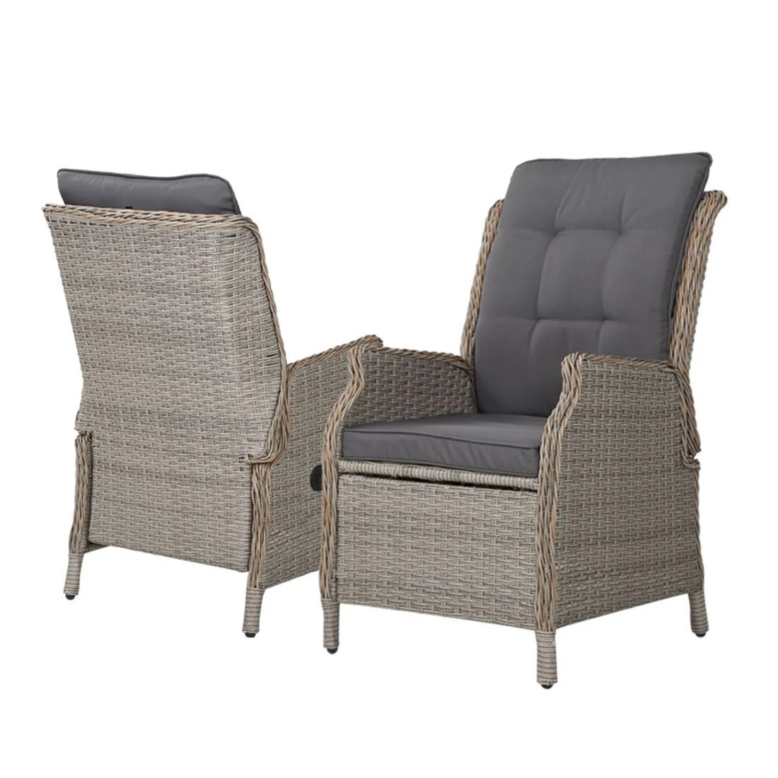 3 Gardeon Recliner Chair Sun lounge Wicker Lounger Outdoor Furniture Patio - Grey, 3 of 6