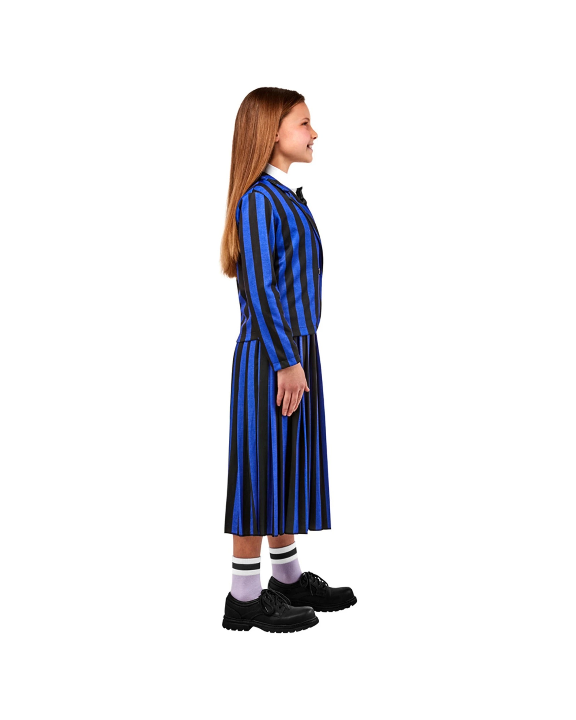 4 Wednesday Nevermore Academy Uniform Costume Dress Up Party Xl Girls Outfit - Blue, 4 of 5
