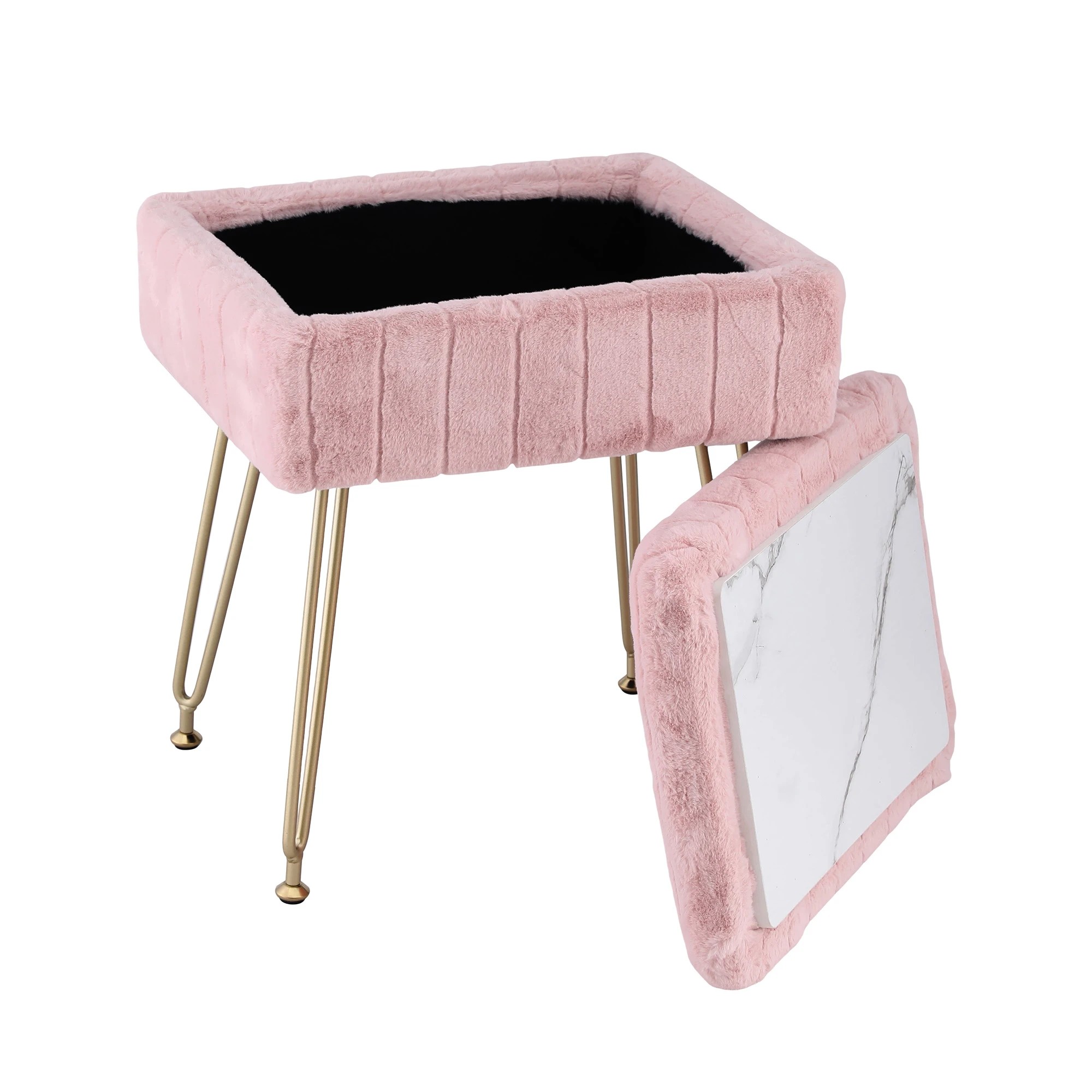 1 Artiss Storage Ottoman Vanity Foot Stool - Pink, 1 of 4