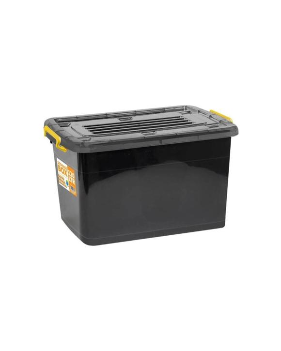 Brazco 120L Plastic Storage Container Box With Lid Handles 72x52x43.5cm - Black