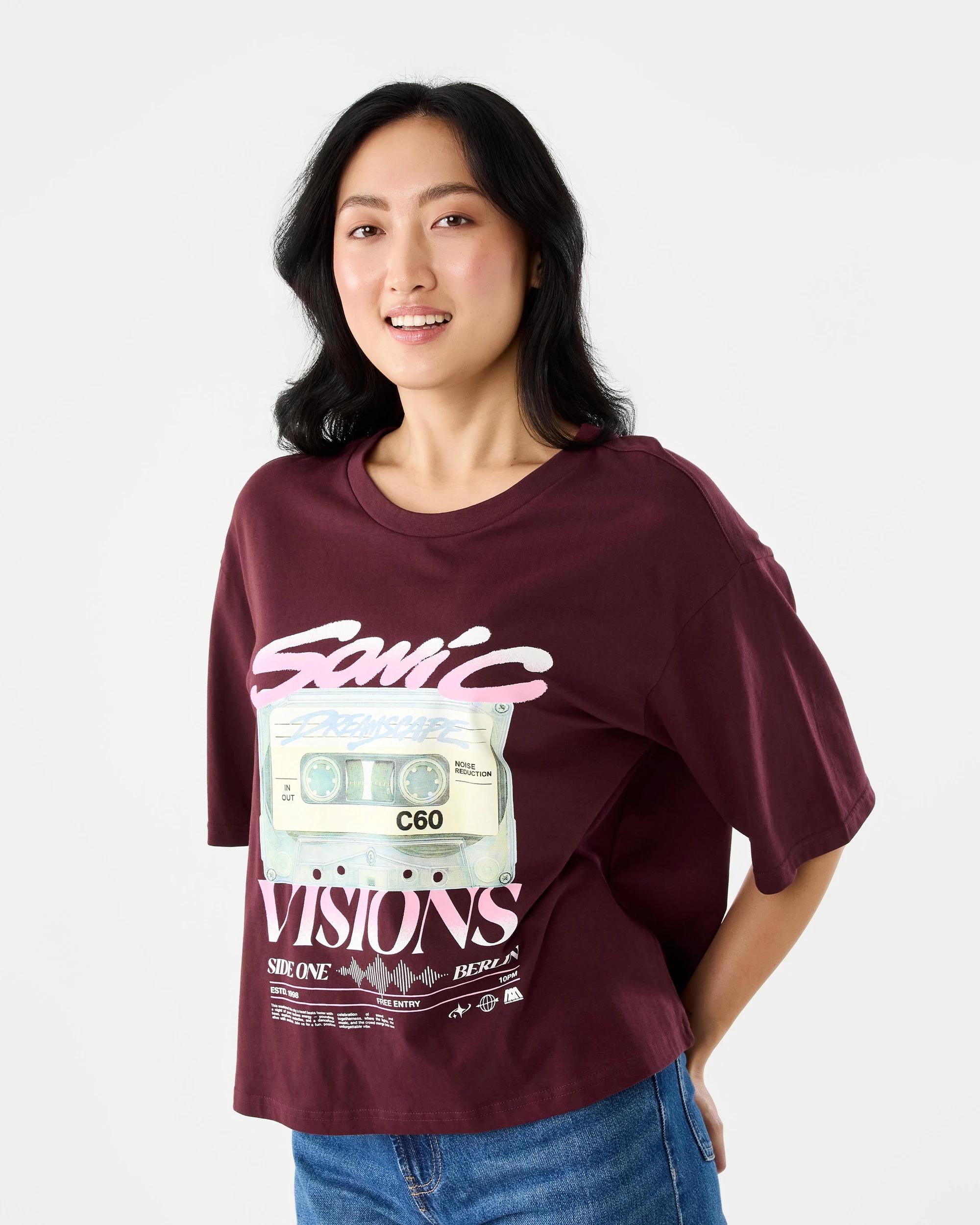 2 Short Sleeve Oversized Chopped Print T-shirt Prt Royal, 2 of 6