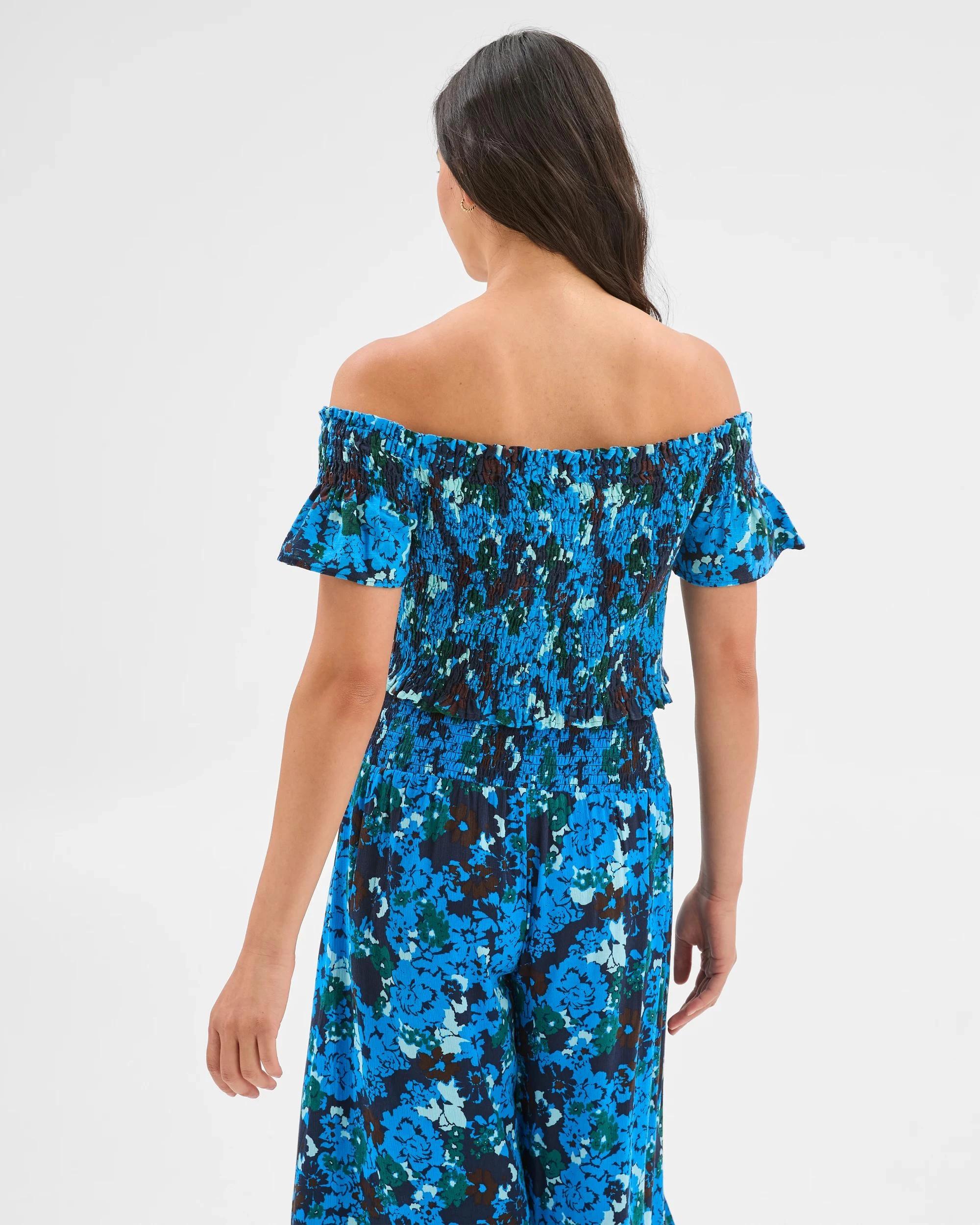 3 Target Resort Shirred Crop Top BLUE PRINT, 3 of 6