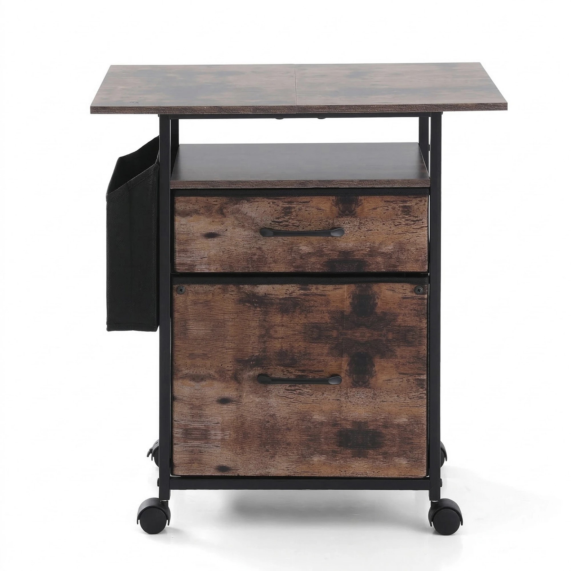 3 Artiss 2 Fabric Drawer File Cabinet Printer Stand Rolling File Cabinet with Side - Multi, 3 of 4