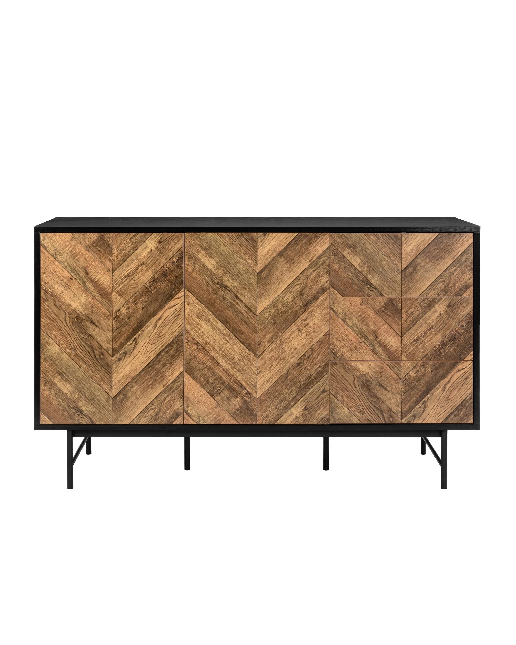 4 Kodu Buffet Credenza Sideboard Cabinet 2 Doors 3 Drawers - Black, 4 of 9