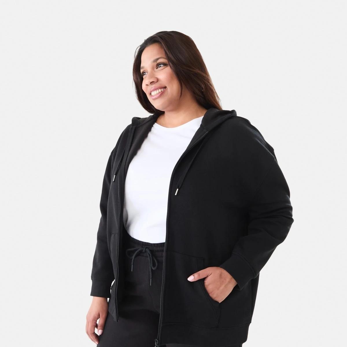 3 Curve Long Sleeve Zip Through Hoodie Black, 3 of 8