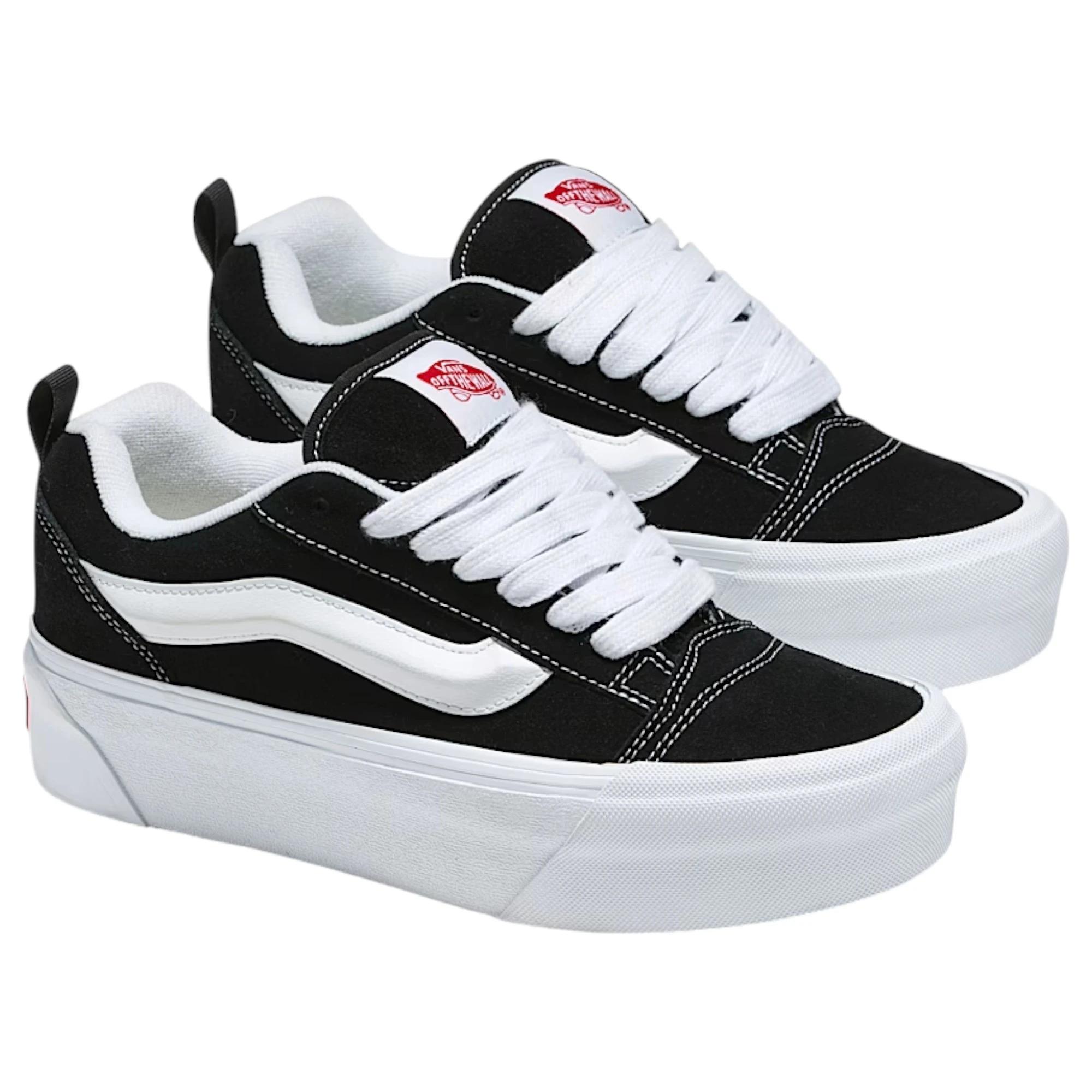 3 Vans Mens Knu Stack Low Top Black/ White Lace Up Shoes BLACK/WHITE, 3 of 4