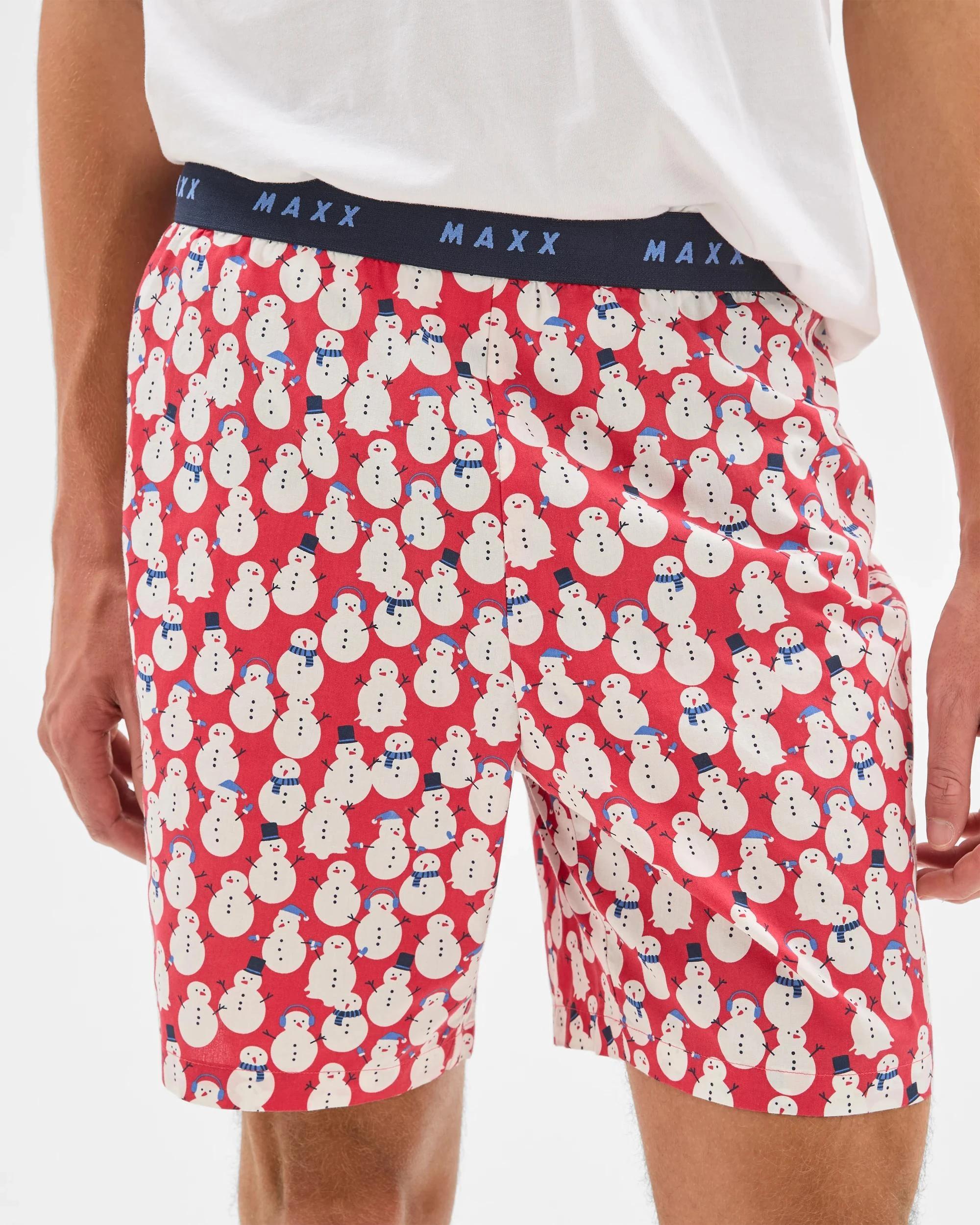 5 Christmas Snowman Mens Woven Lounge Sleep Short - Maxx CHRISTMAS SNOWMAN, 5 of 5