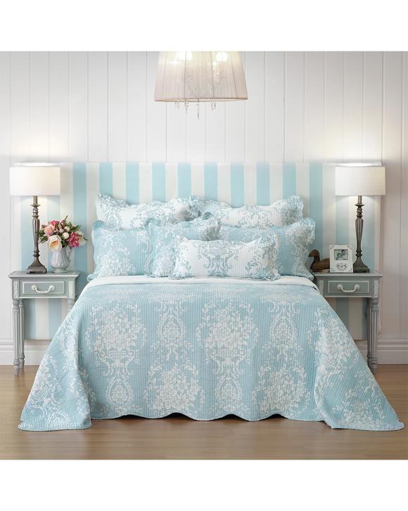 Bianca Florence Bedspread Pillowcase Set - King Bed - Blue