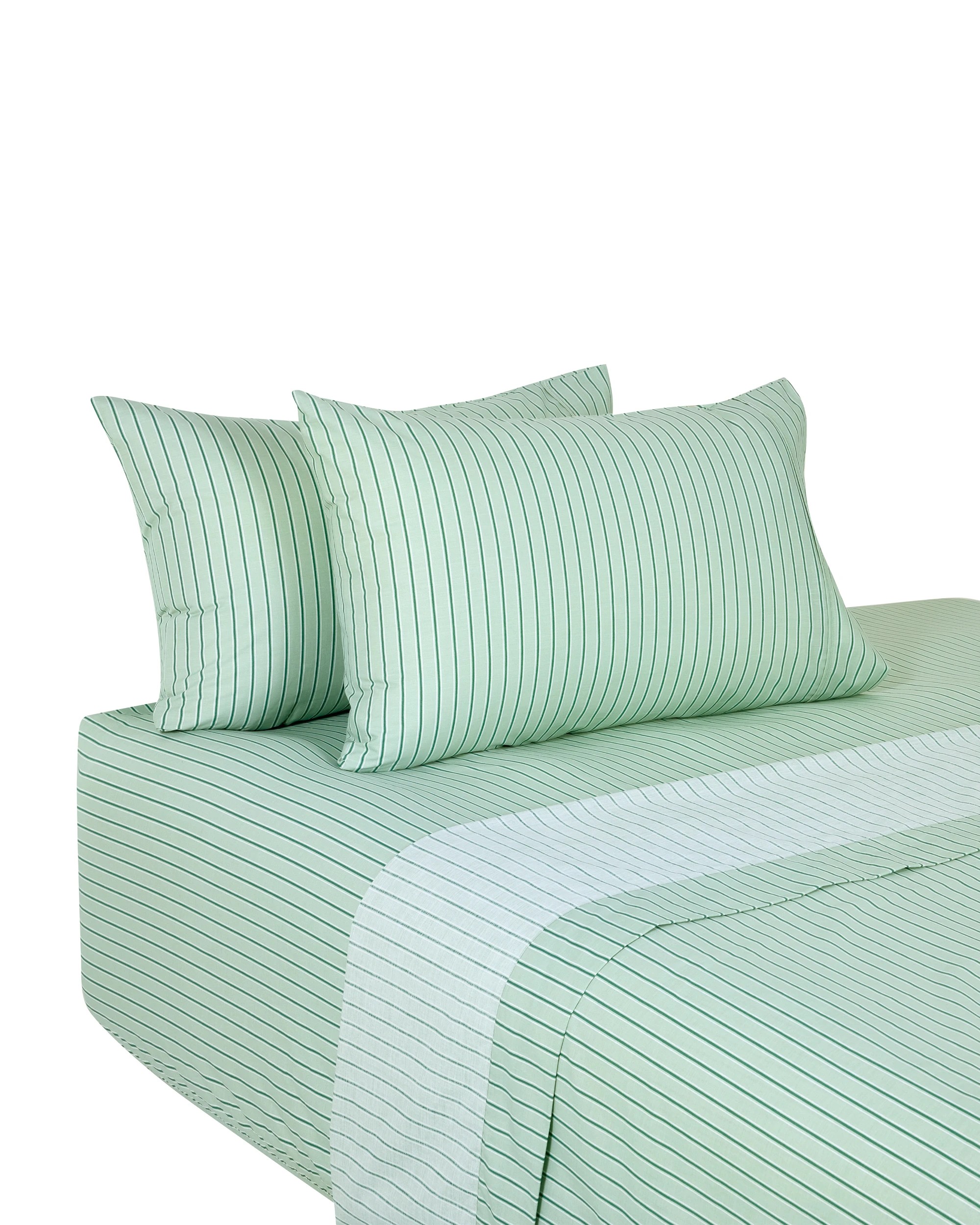 5 250 Thread Count Cotton Stripe Sheet Set - Queen Bed, Sage, 5 of 7