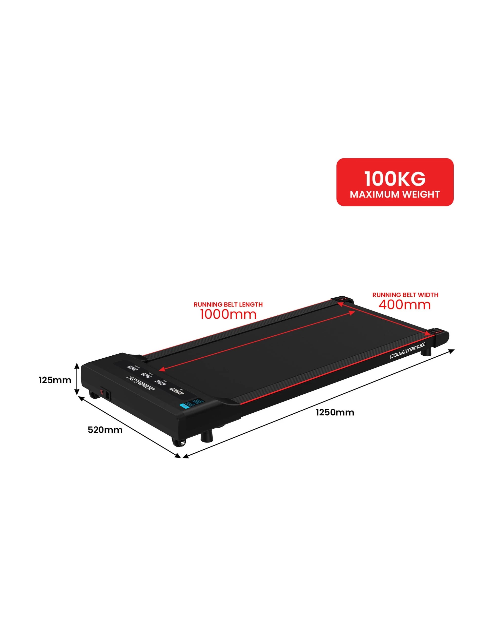 3 Powertrain K300 Electric Walking Pad Under Desk Treadmill, 3 of 6