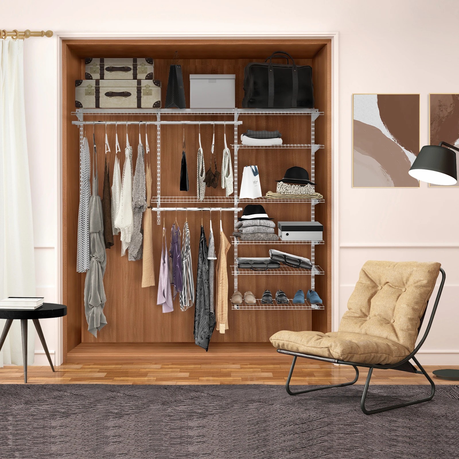 3 Costway Wall Mounted DIY Closet Rack Custom Clothes Organizer System w/5 Shelf - Grey, 3 of 4