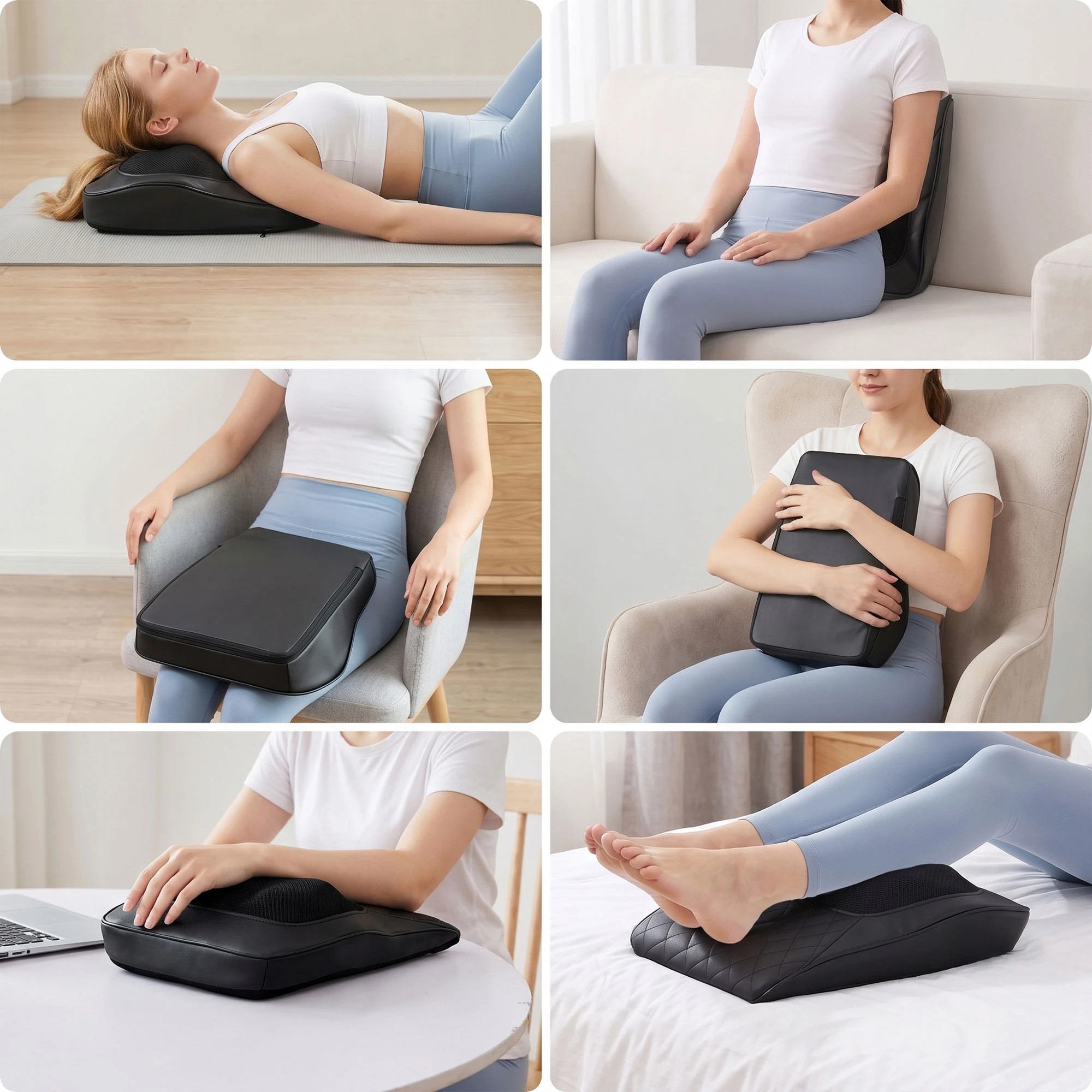7 Livemor Neck & Back Massager Pillow with Heat, Ergonomic Backrest & Traction for Pain Relief - Black, 7 of 9